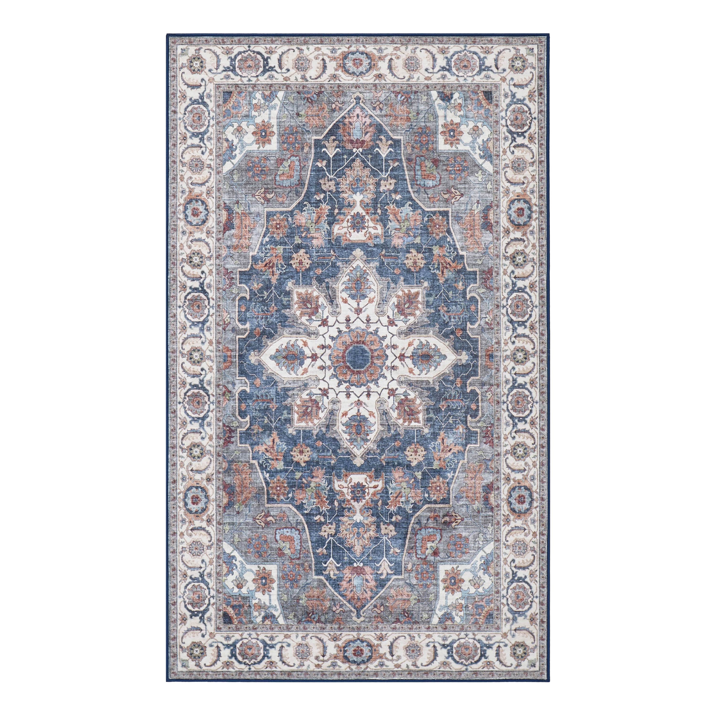 Aliyeh Navy Dream Mink Printed Chenille Rug