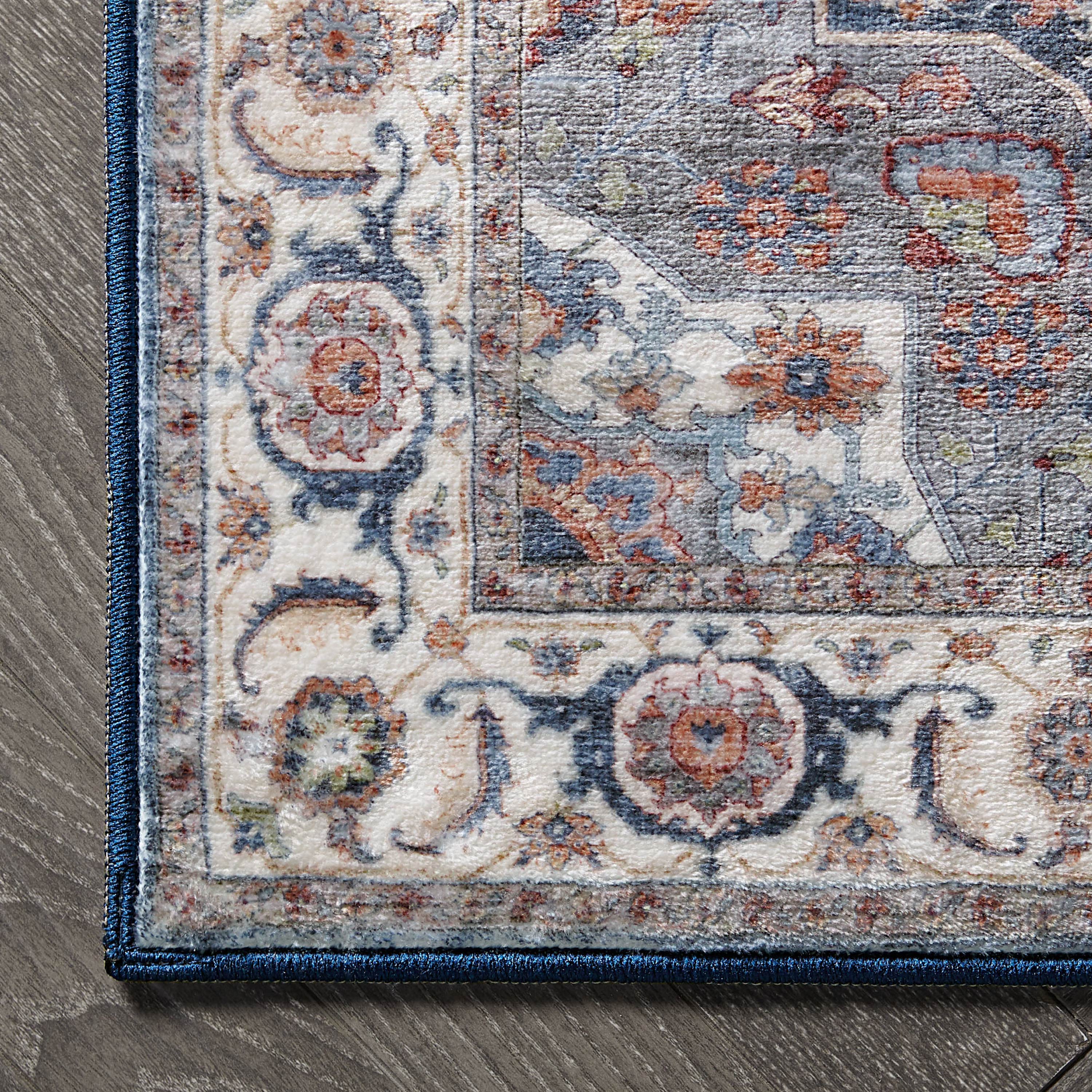 Aliyeh Navy Dream Mink Printed Chenille Rug