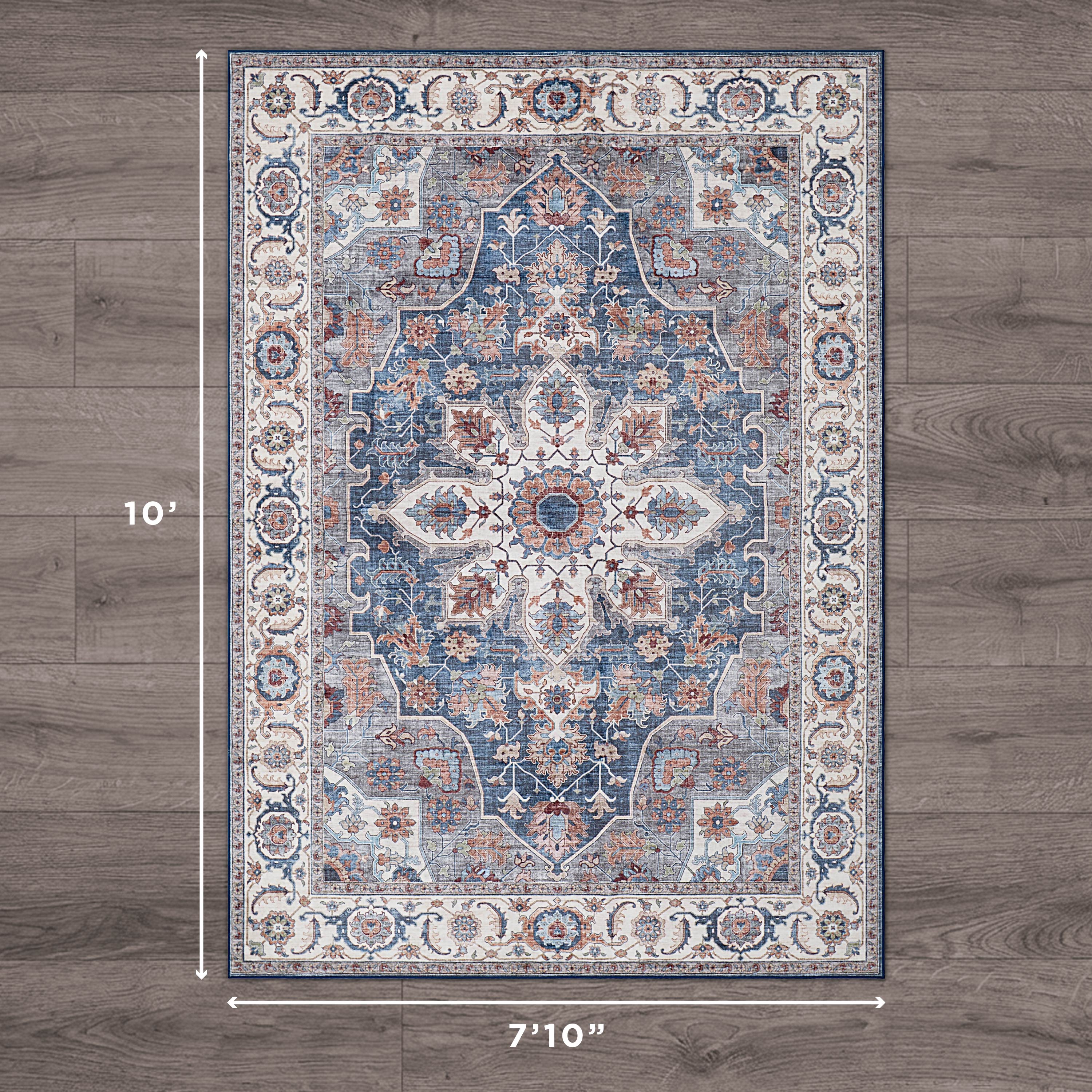 Aliyeh Navy Dream Mink Printed Chenille Rug