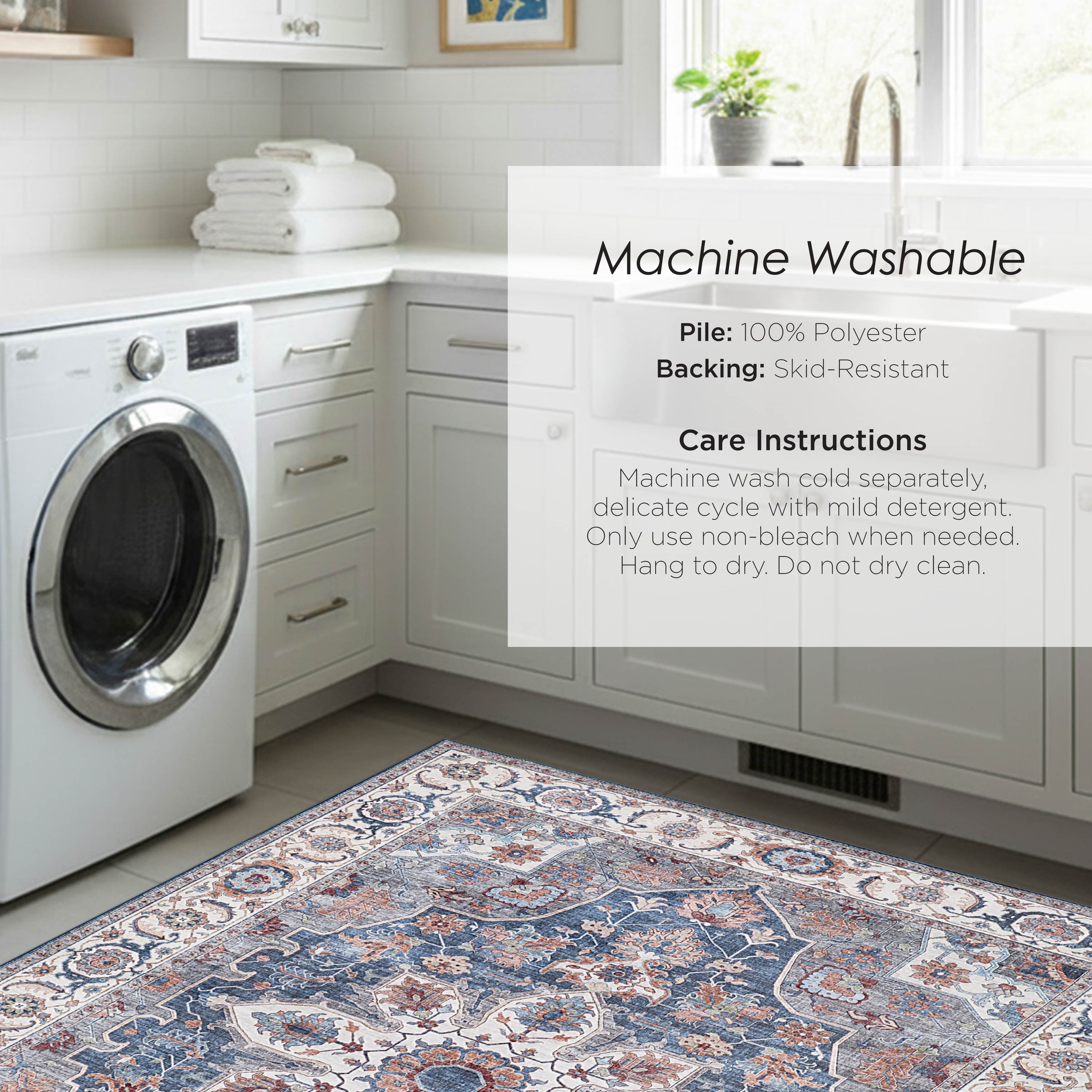 Aliyeh Navy Dream Mink Printed Chenille Rug