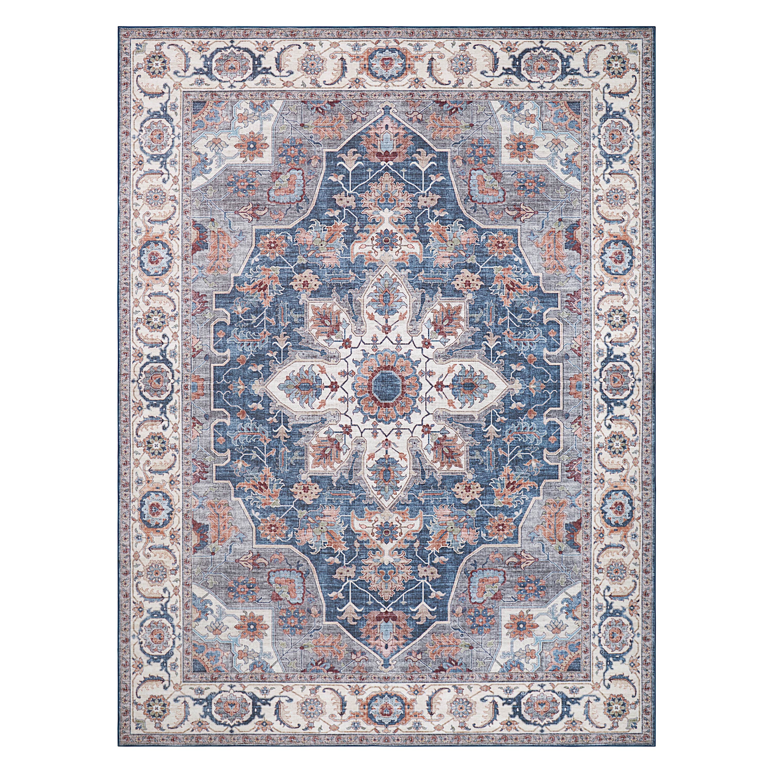 Aliyeh Navy Dream Mink Printed Chenille Rug