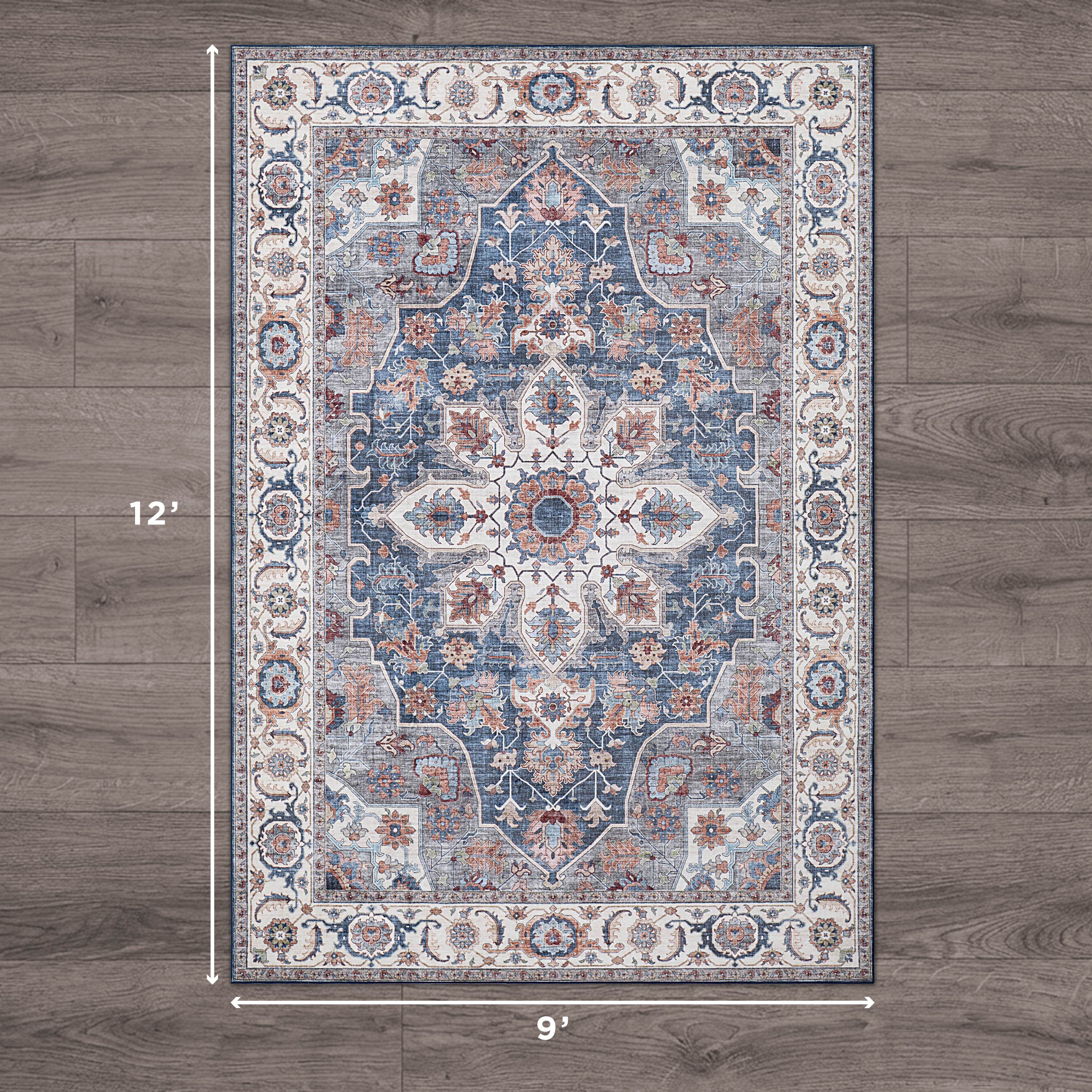Aliyeh Navy Dream Mink Printed Chenille Rug