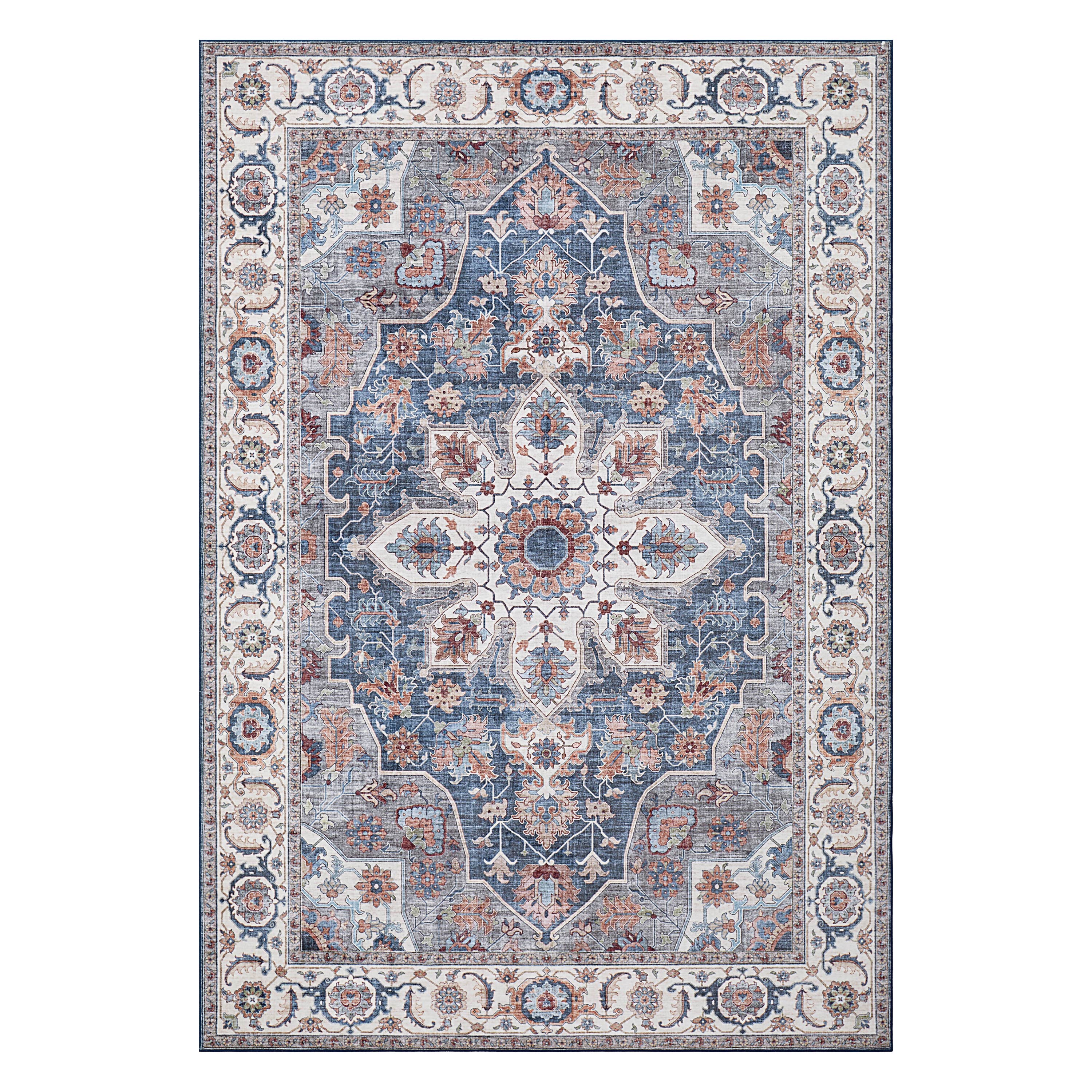 Aliyeh Navy Dream Mink Printed Chenille Rug