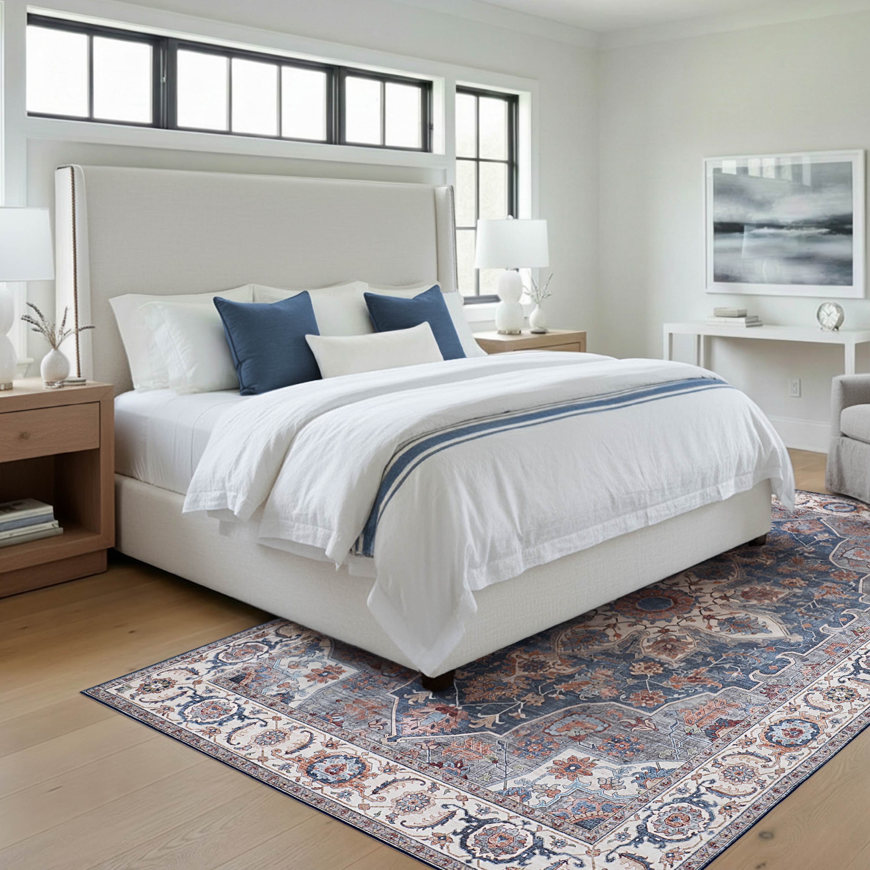 Aliyeh Navy Dream Mink Printed Chenille Rug