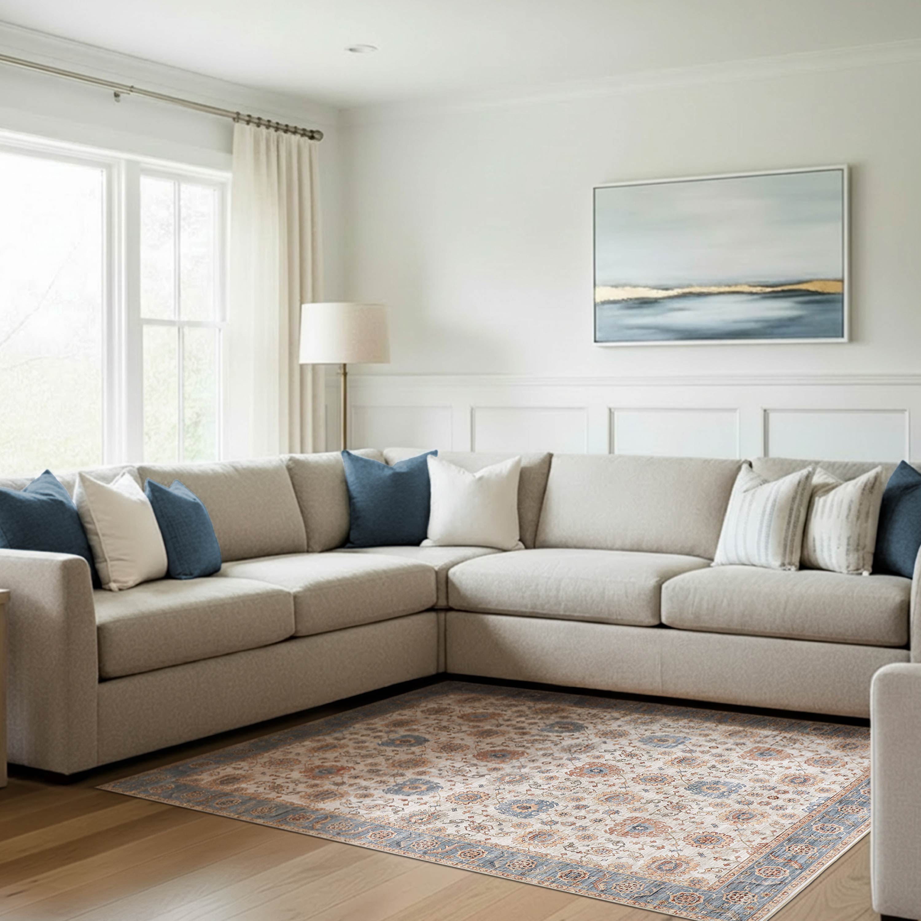 Dalileh Neutral Dream Mink Printed Chenille Rug