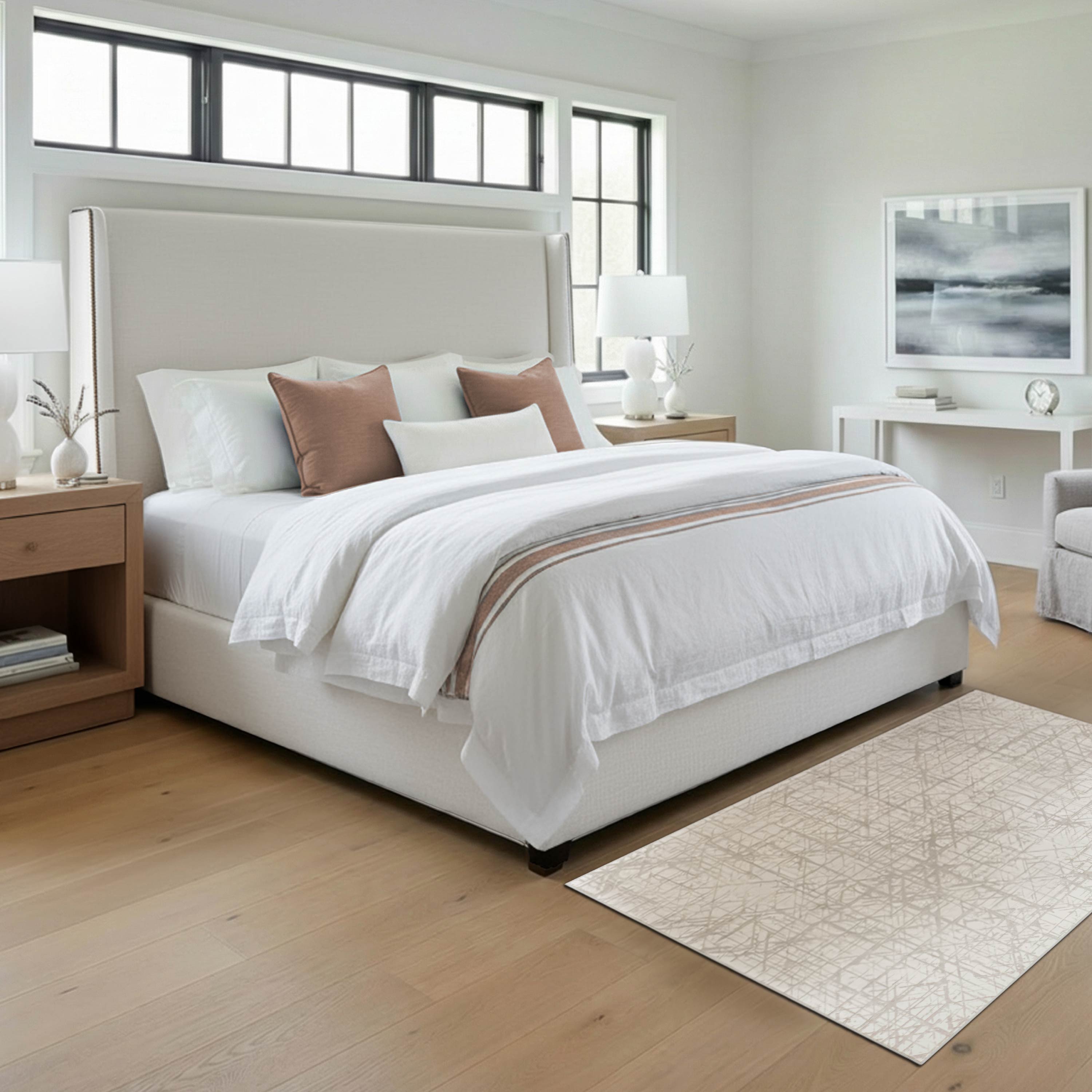 Aria Ivory Dream Mink Printed Chenille Rugs
