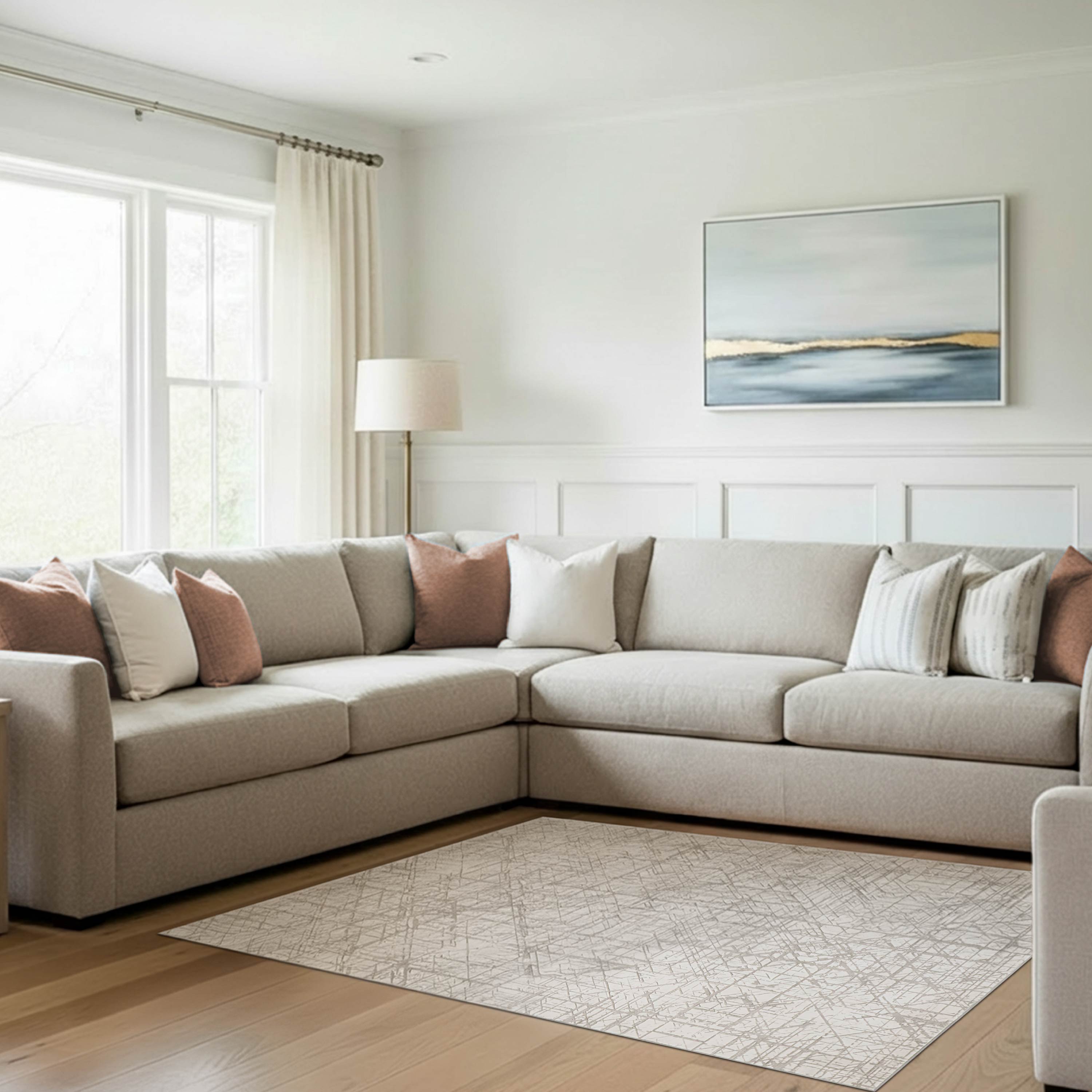 Aria Ivory Dream Mink Printed Chenille Rugs