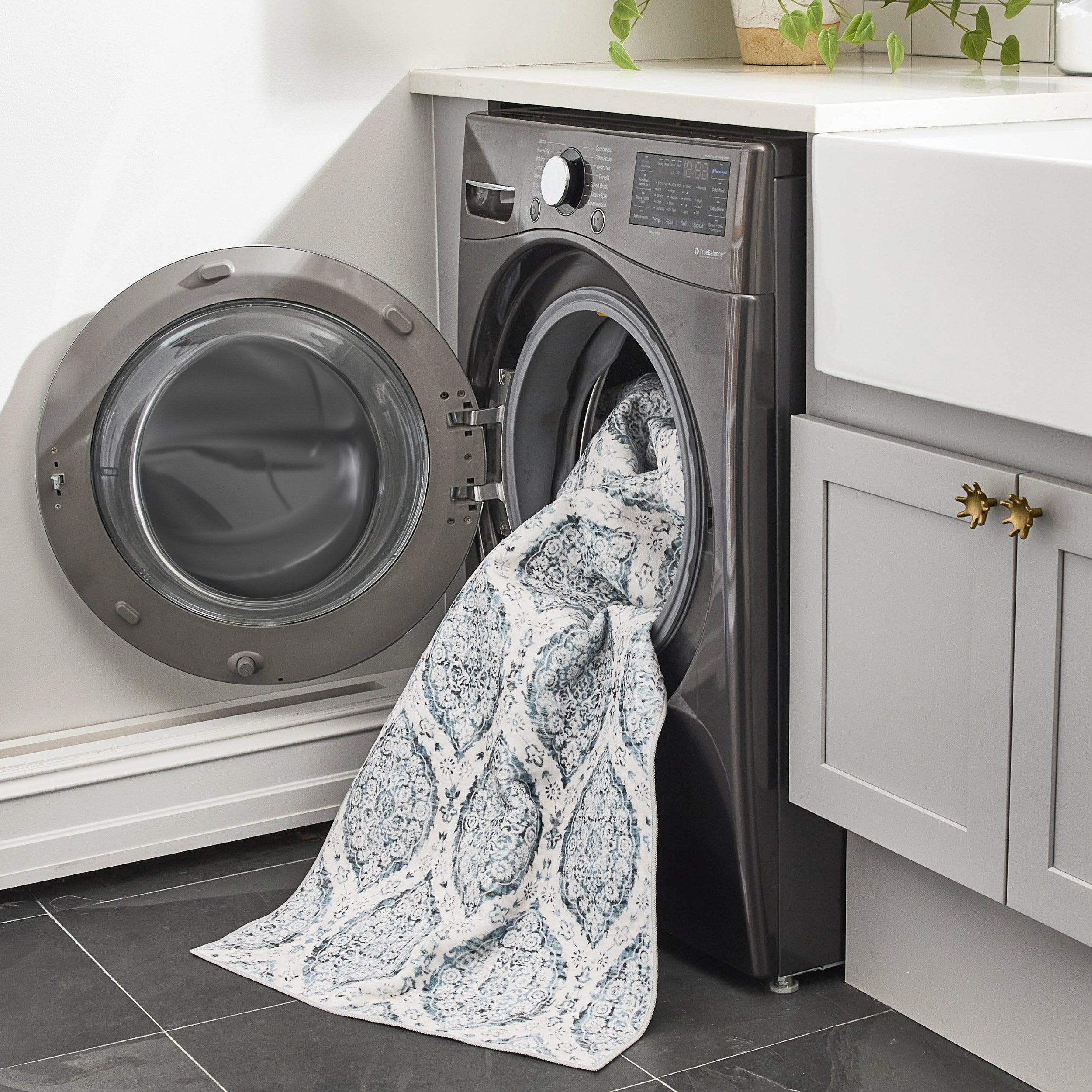 Alisha Aqua Dream Mink Printed Chenille Rugs