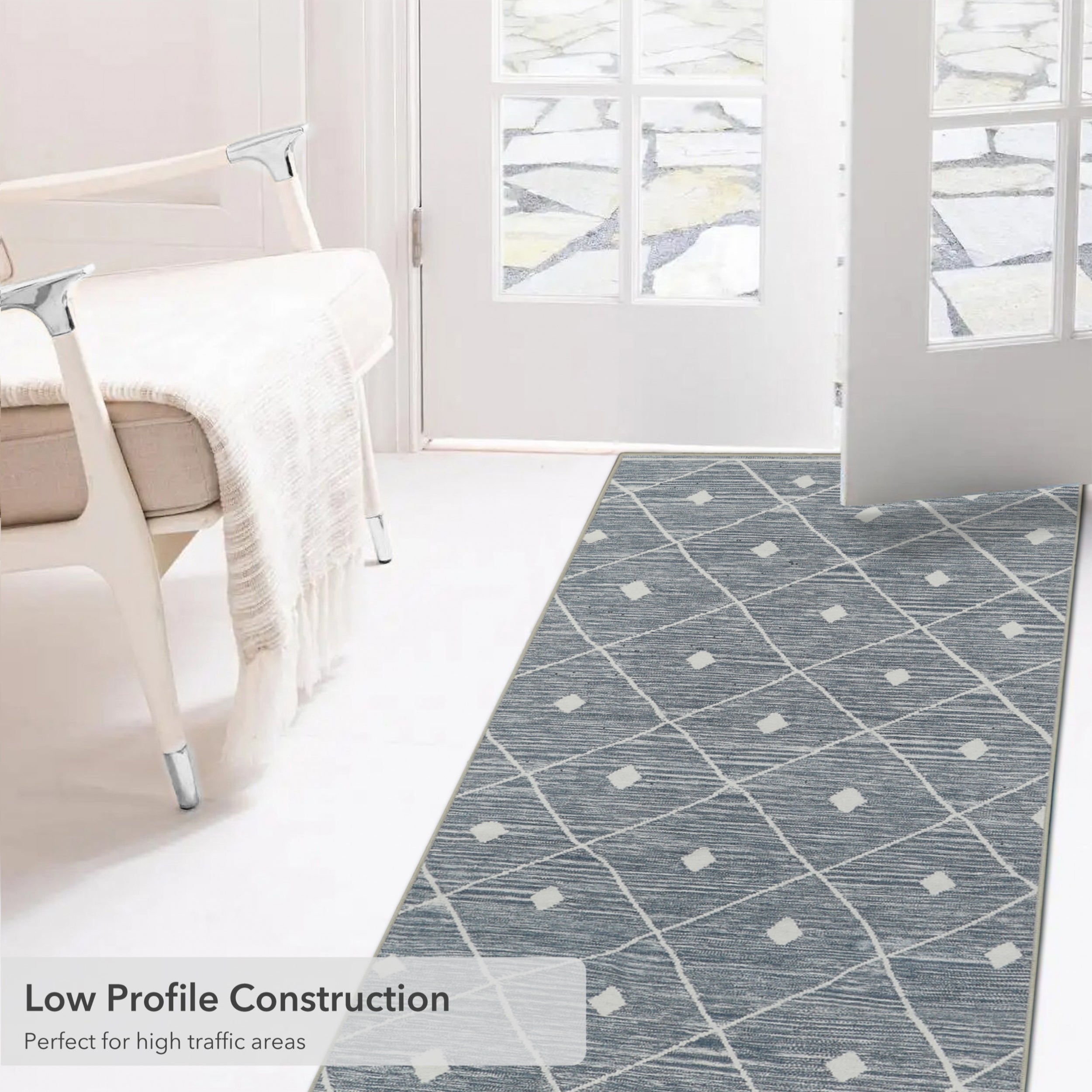 Blue Grey Seta Imagine Printed Chenille