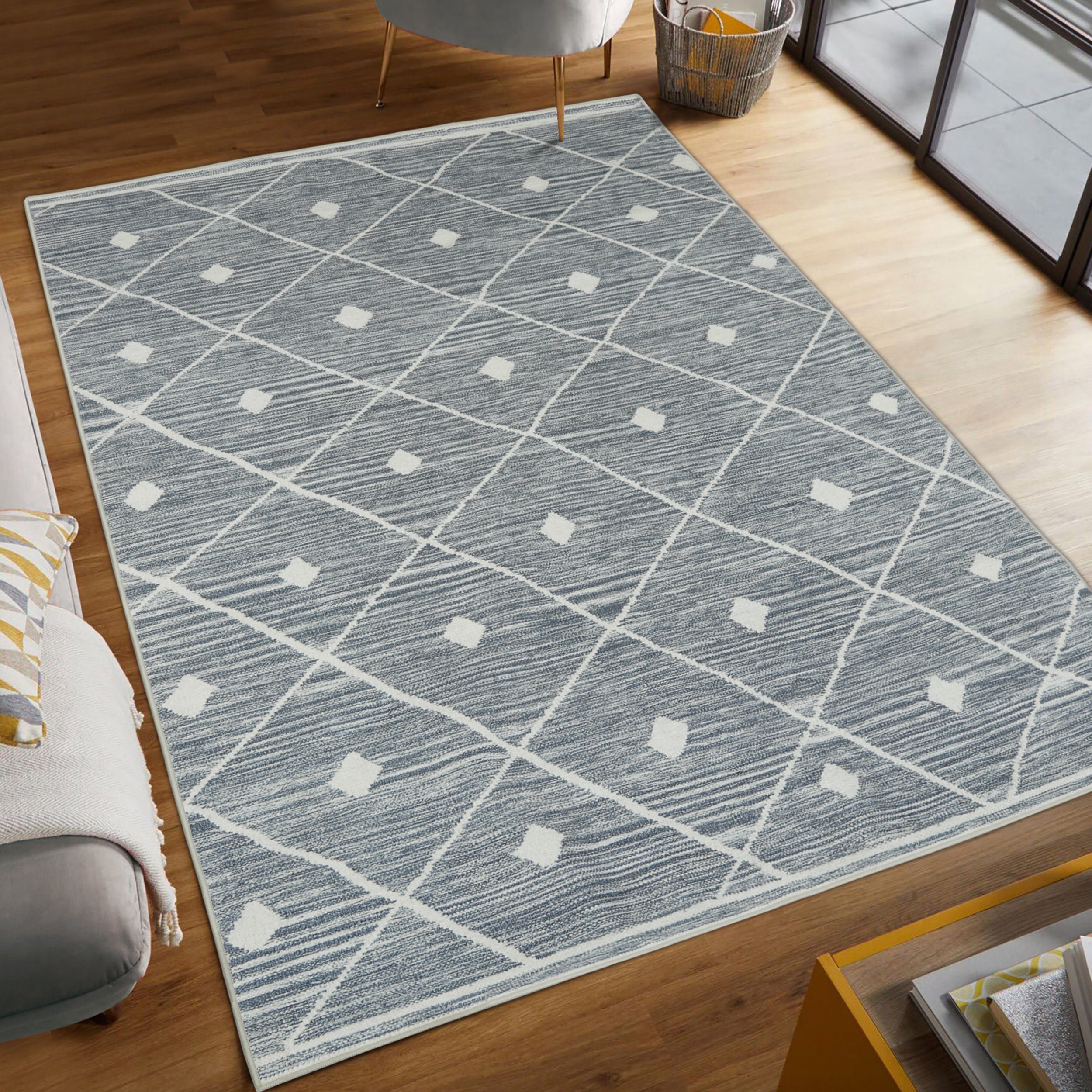 Blue Grey Seta Imagine Printed Chenille