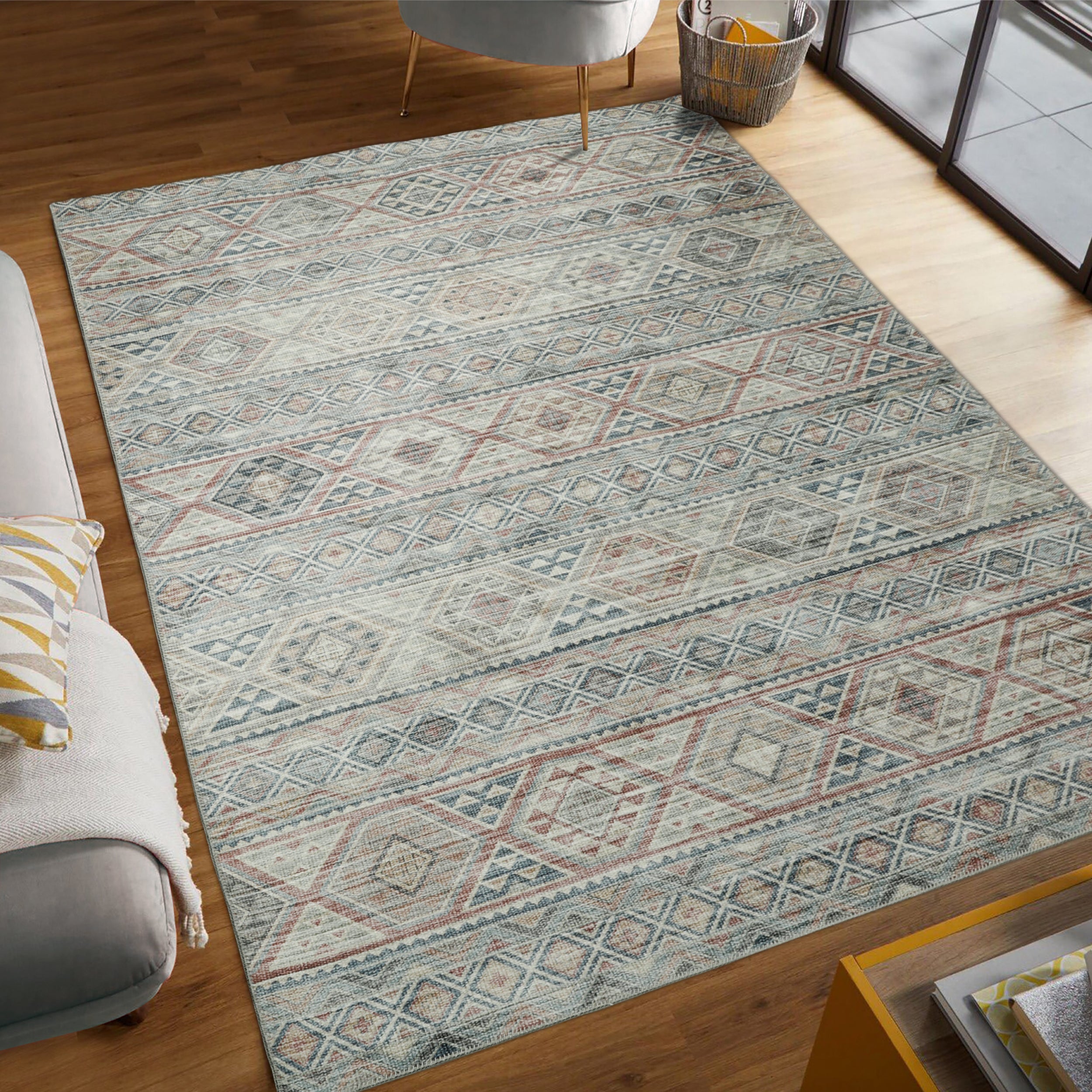 Bruno Geometric Washable Dream Mink Rugs