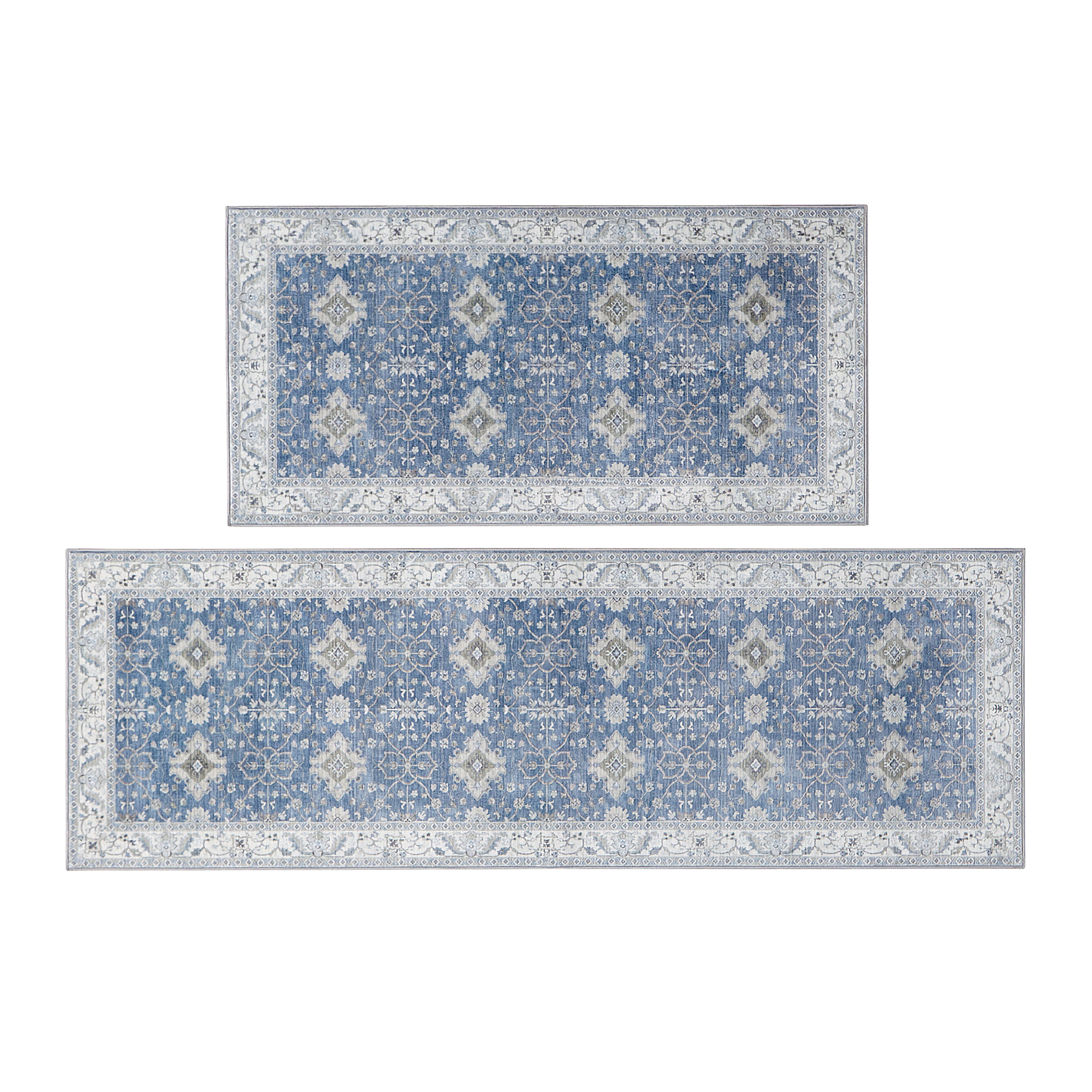 Willa Blue/Taupe Washable Dream Mink Rugs