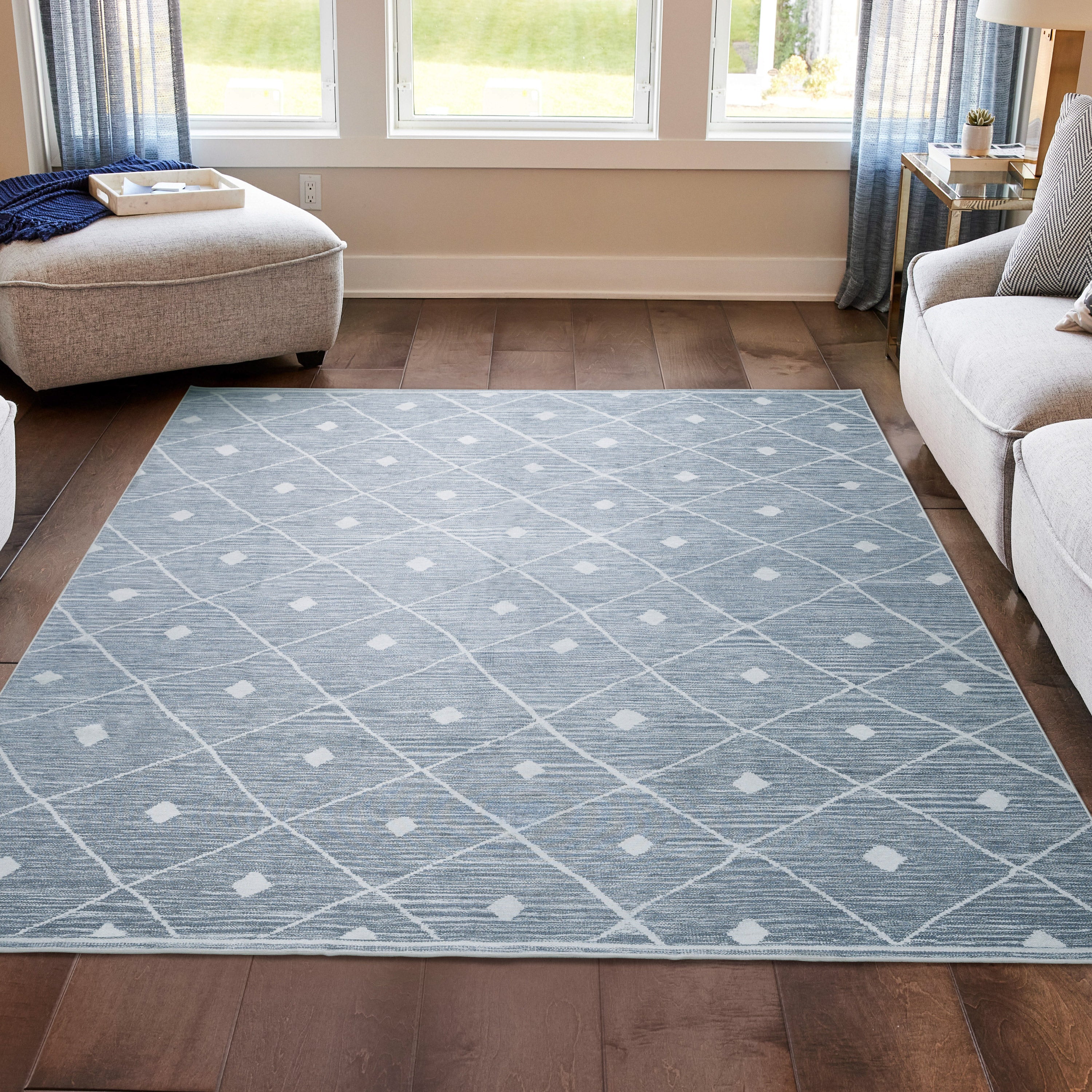 Blue Grey Seta Imagine Printed Chenille