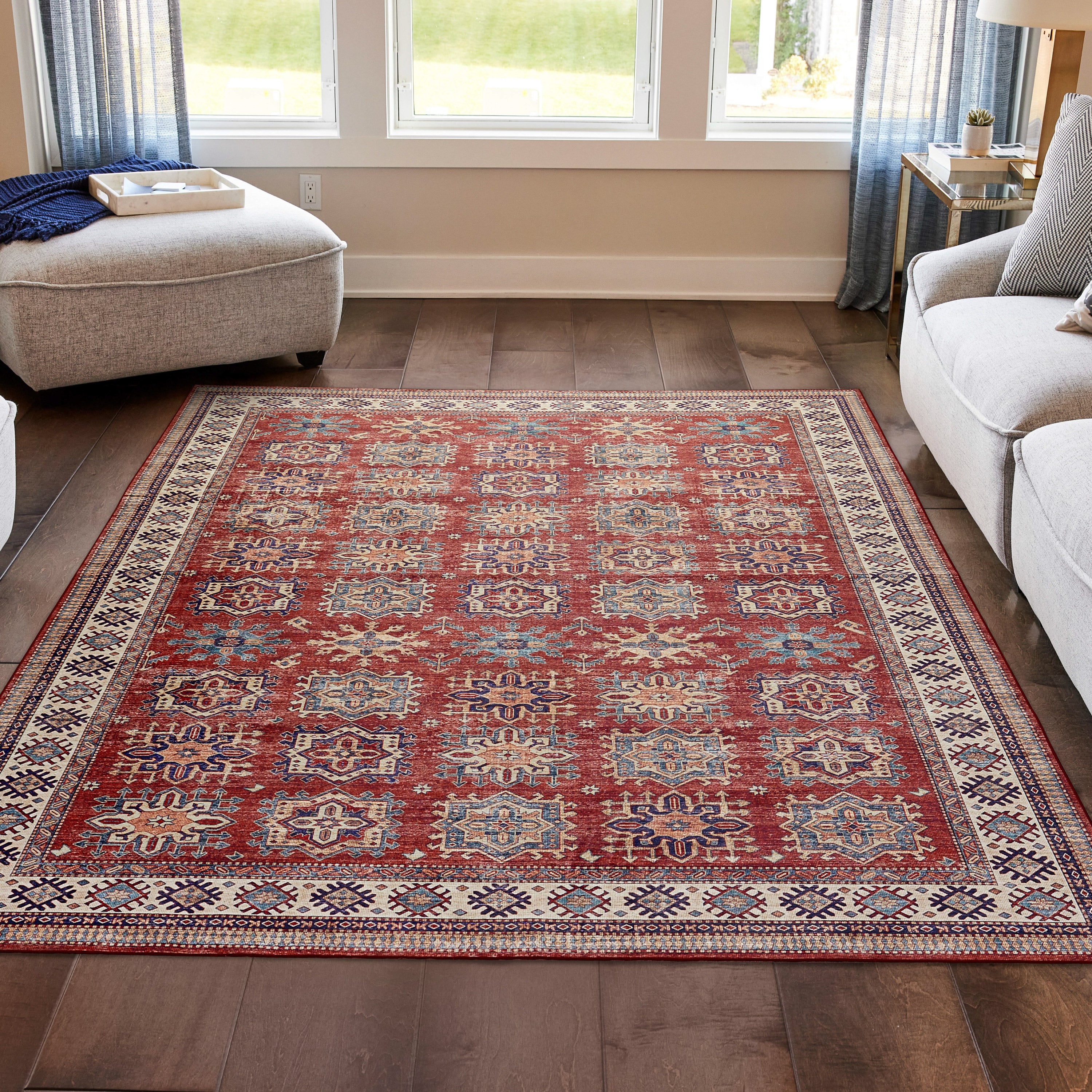 Red Minot Imagine Printed Chenille Rug