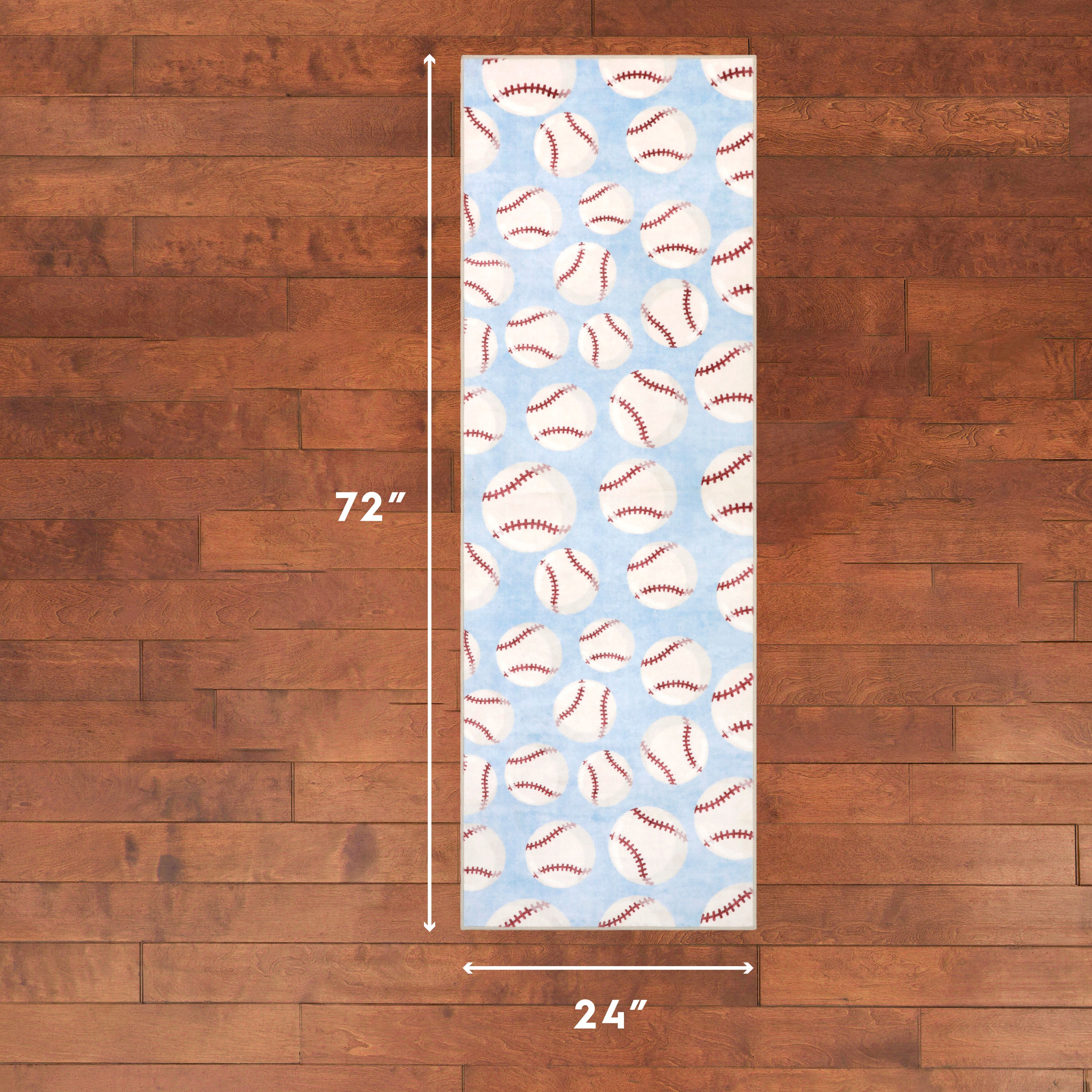 Wyatt & Ash Kids Finley Baseball Washable Rug