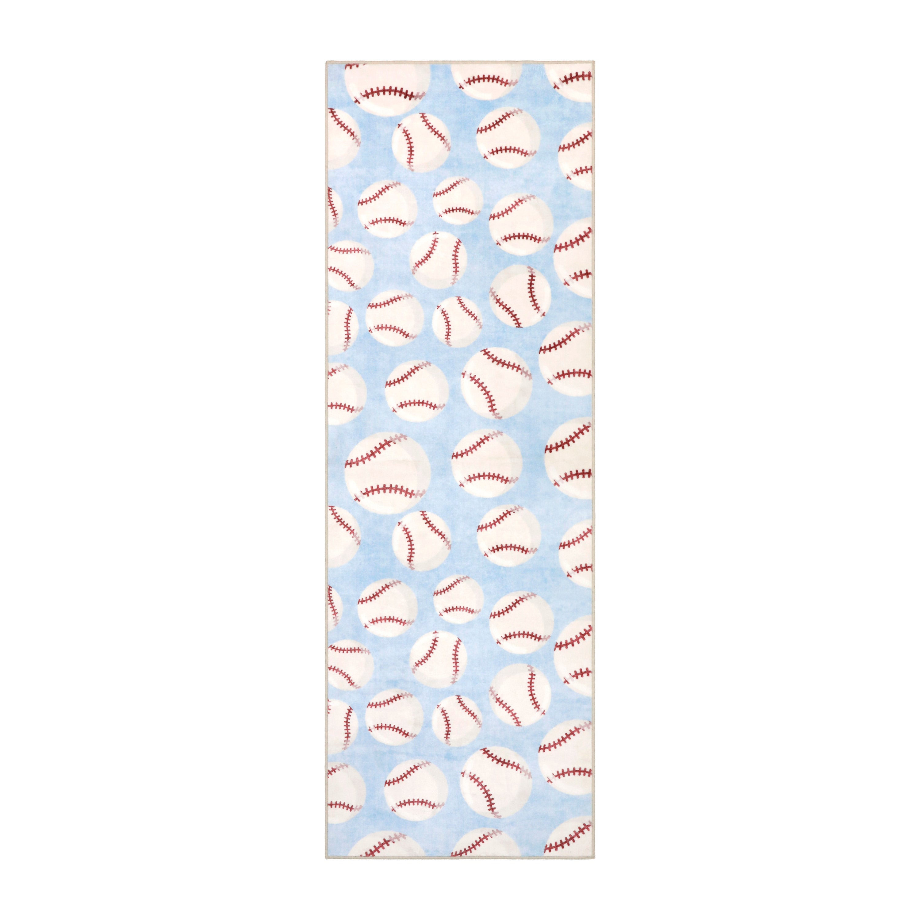 Wyatt & Ash Kids Finley Baseball Washable Rug
