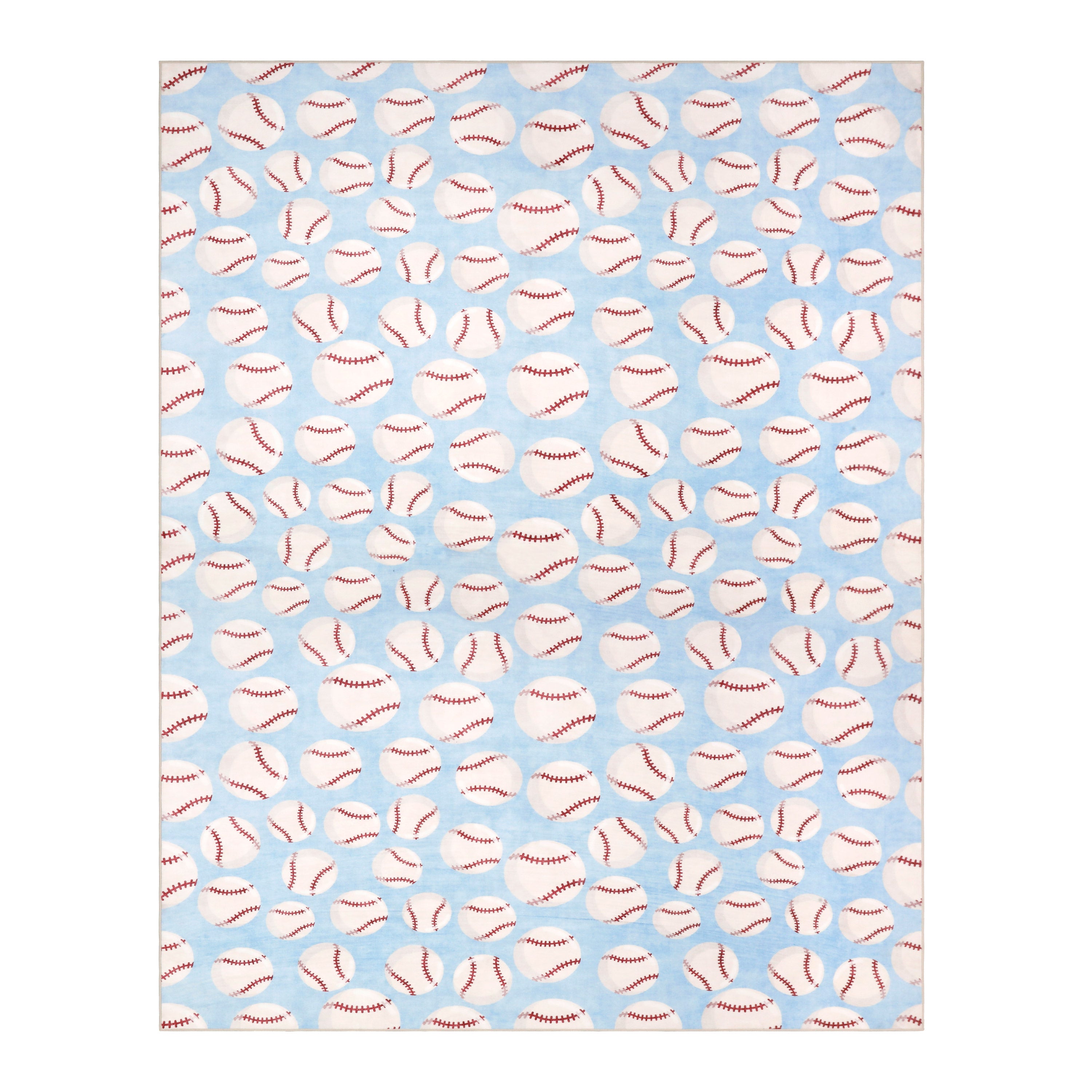 Wyatt & Ash Kids Finley Baseball Washable Rug