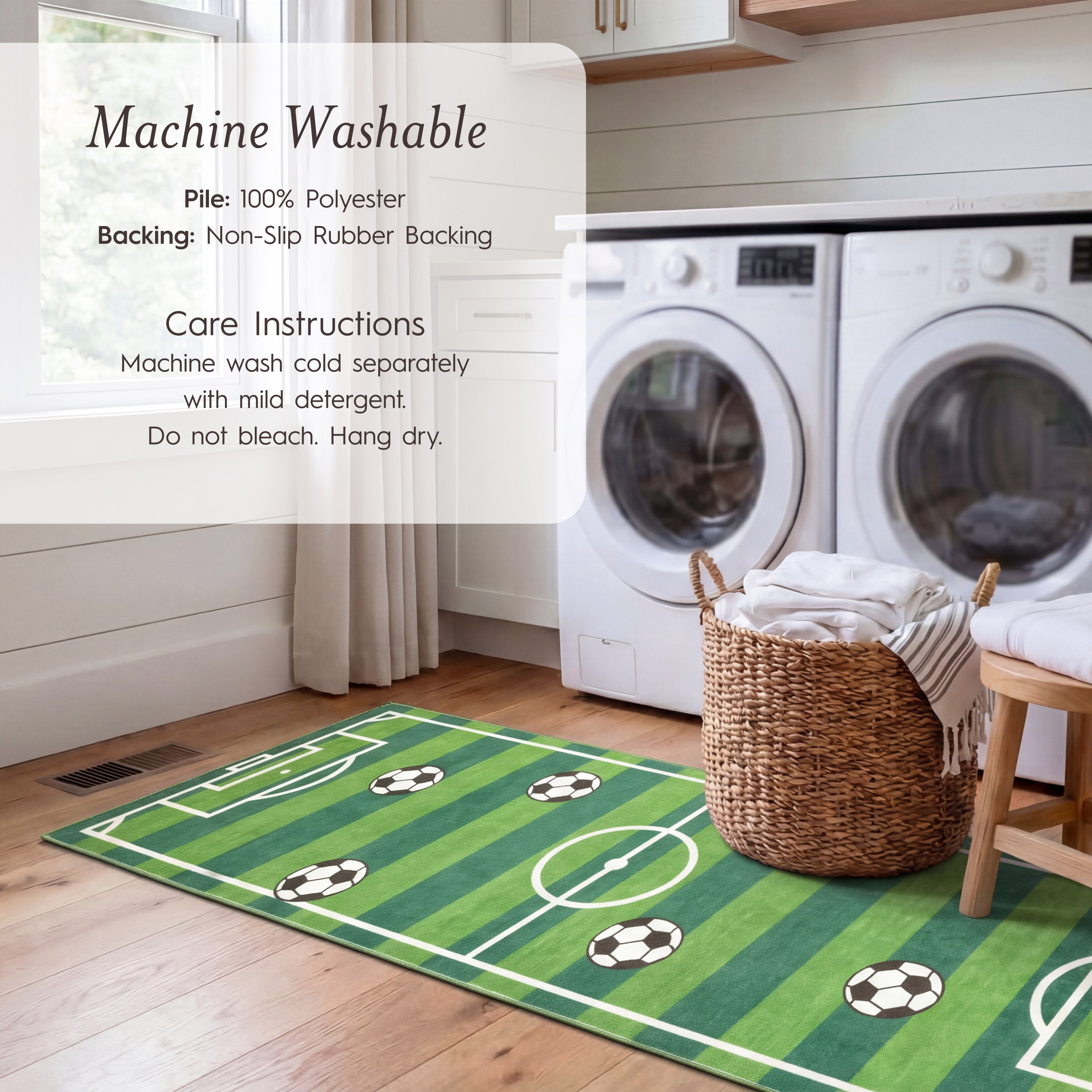 Wyatt & Ash Kids Finley Soccer Field Washable Rug