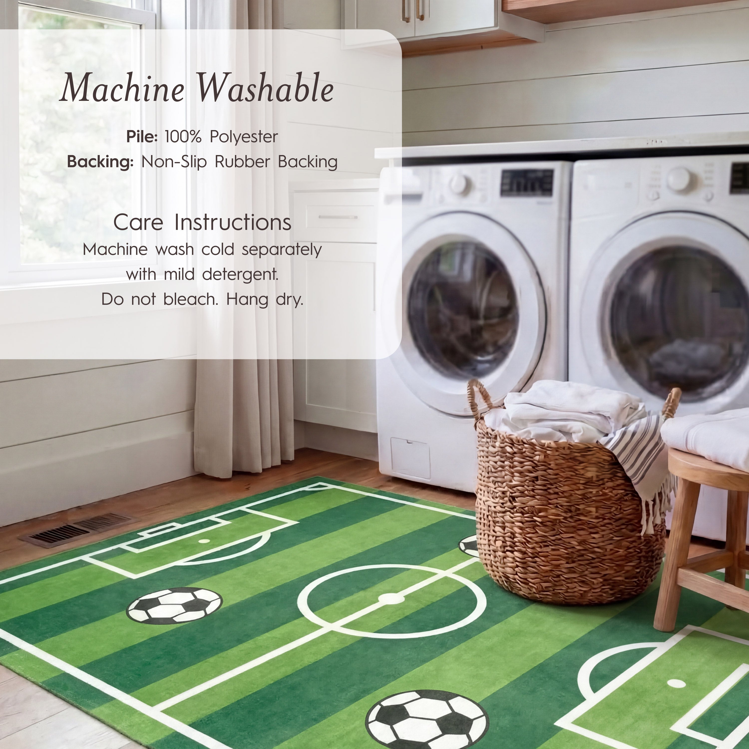 Wyatt & Ash Kids Finley Soccer Field Washable Rug