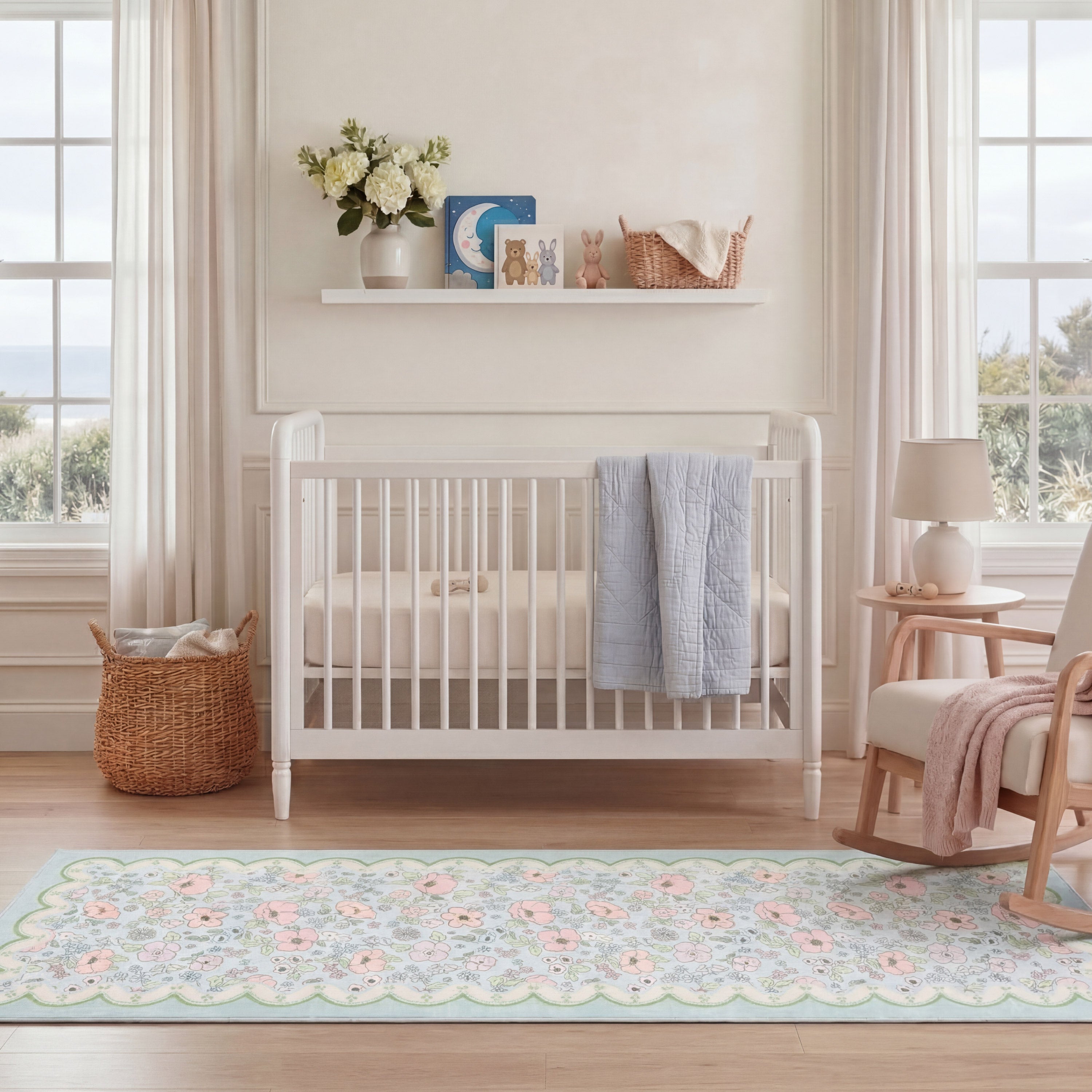 Wyatt & Ash Kids Finley Scallop Border Washable Rug