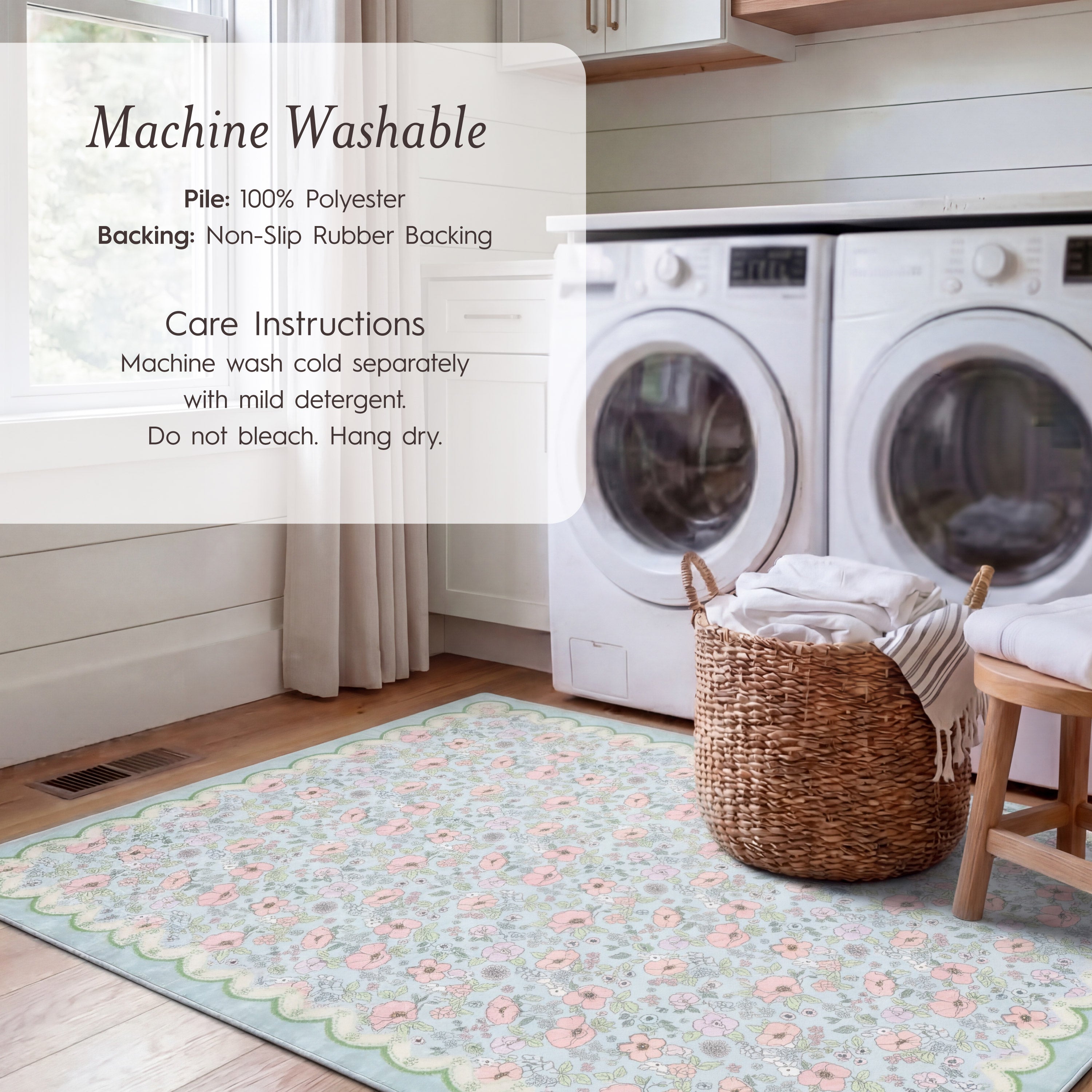 Wyatt & Ash Kids Finley Scallop Border Washable Rug