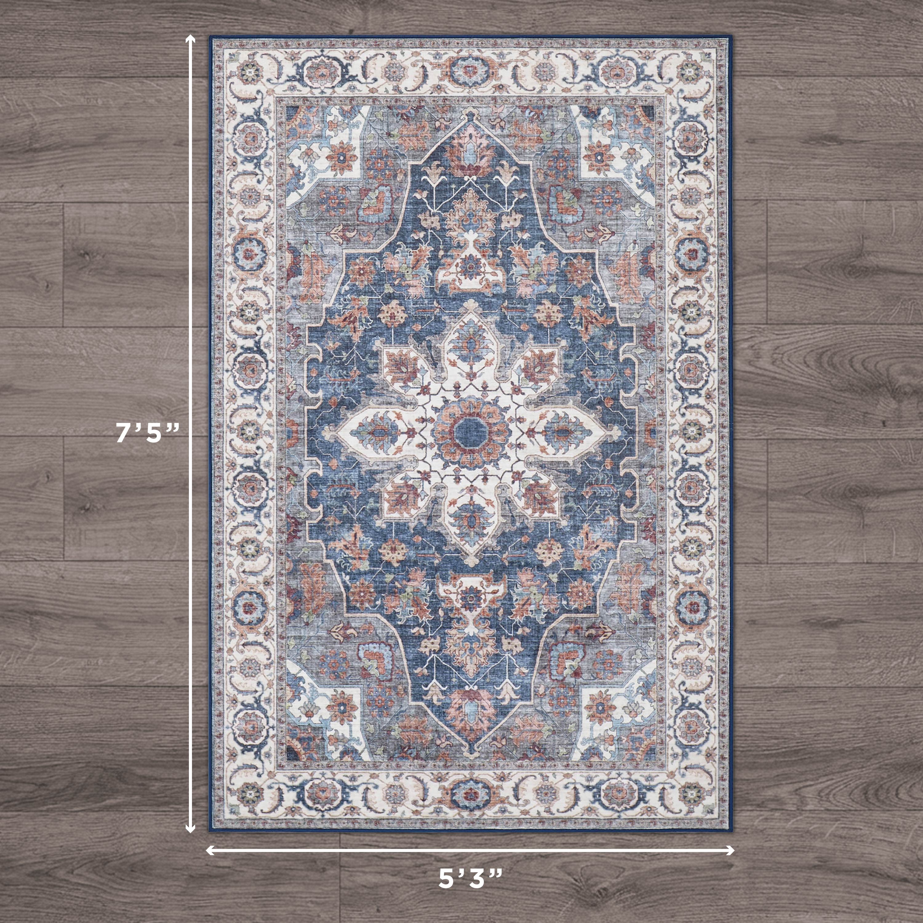 Aliyeh Navy Dream Mink Printed Chenille Rug