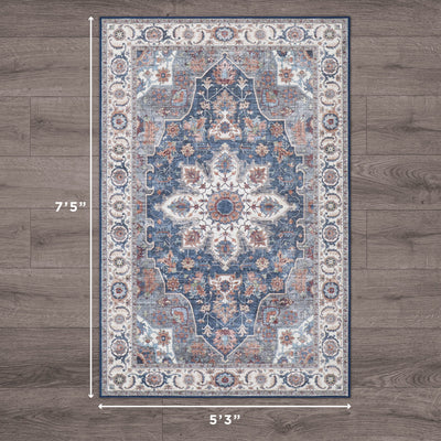 Aliyeh Navy Dream Mink Printed Chenille Rug