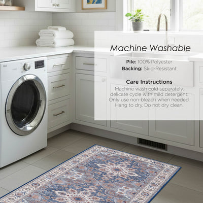 Aliyeh Navy Dream Mink Printed Chenille Rug