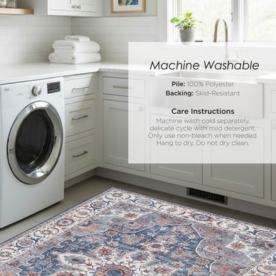Aliyeh Navy Dream Mink Printed Chenille Rug