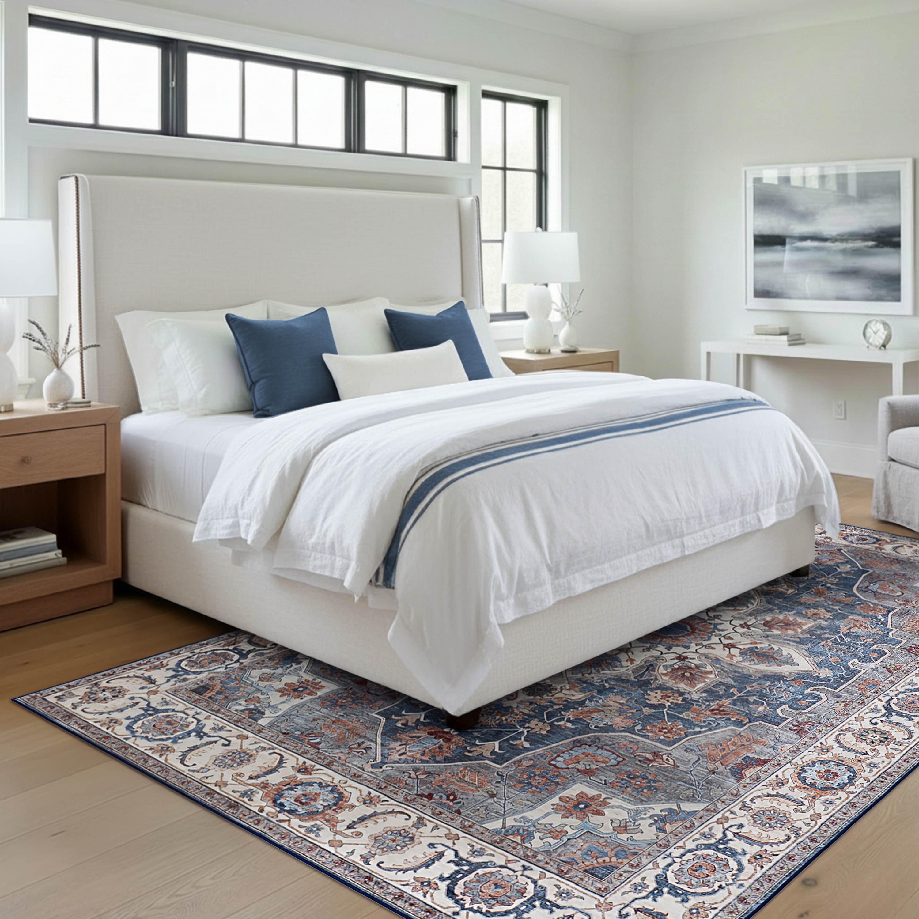 Aliyeh Navy Dream Mink Printed Chenille Rug