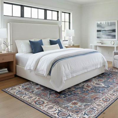 Aliyeh Navy Dream Mink Printed Chenille Rug