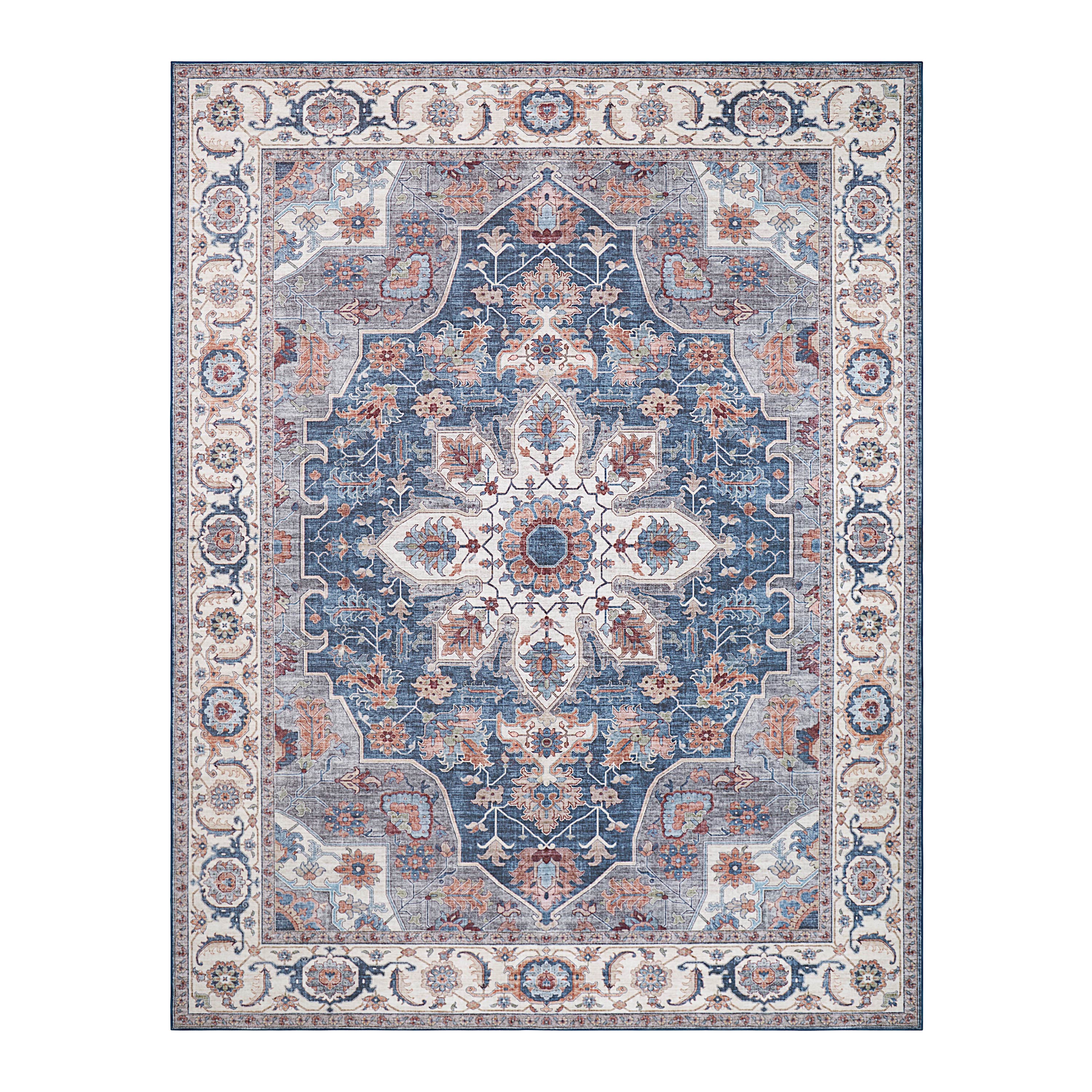 Aliyeh Navy Dream Mink Printed Chenille Rug