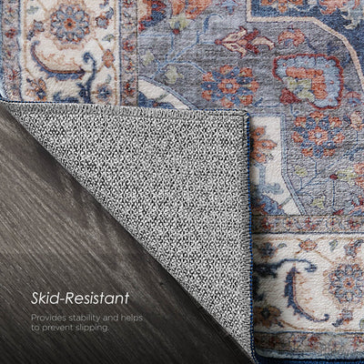 Aliyeh Navy Dream Mink Printed Chenille Rug