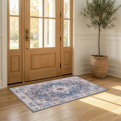 Aliyeh Navy Dream Mink Printed Chenille Rug
