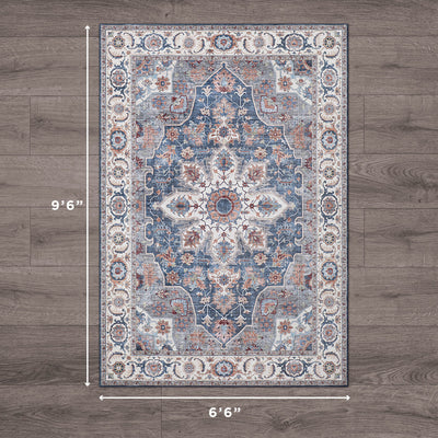 Aliyeh Navy Dream Mink Printed Chenille Rug