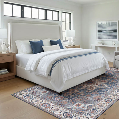 Aliyeh Navy Dream Mink Printed Chenille Rug