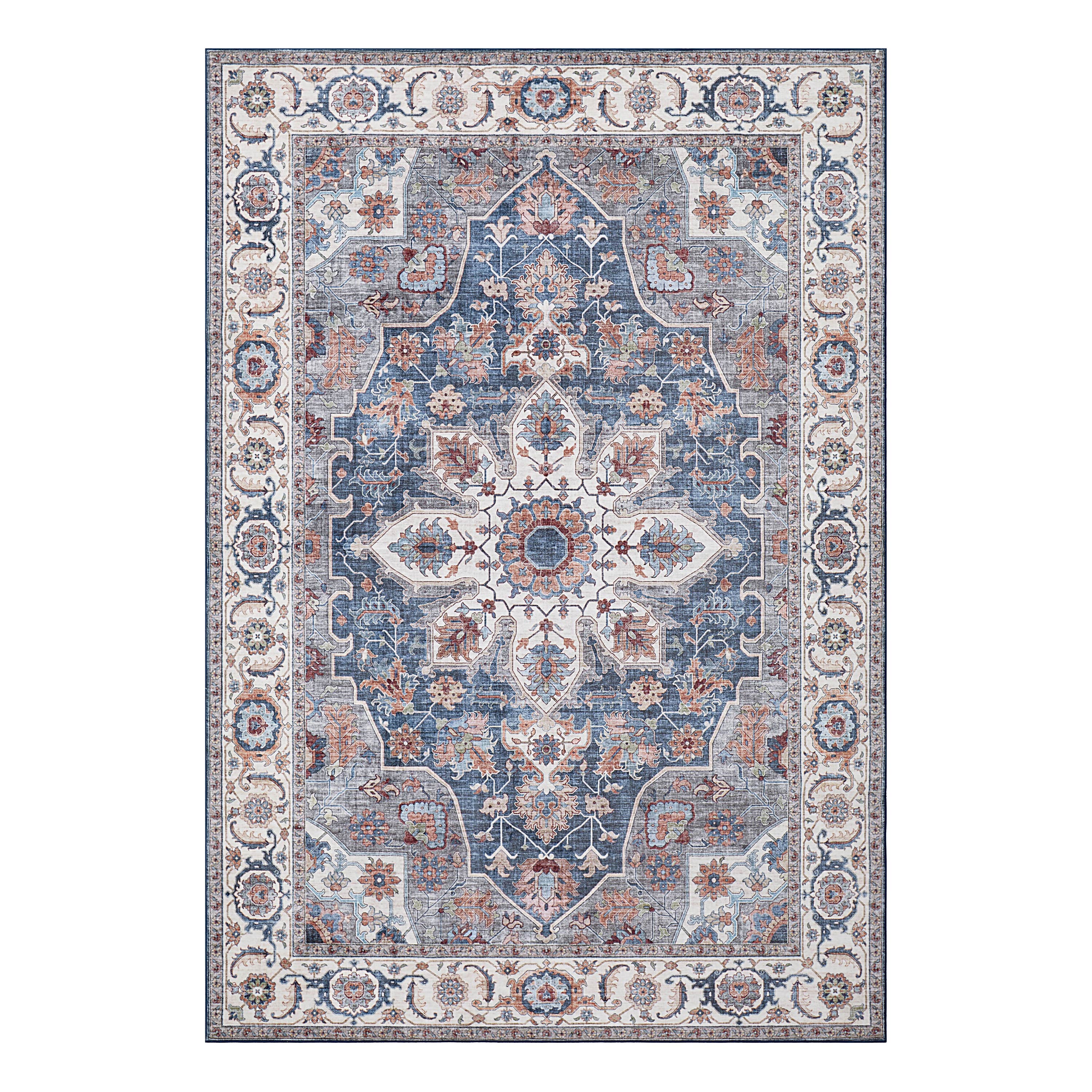 Aliyeh Navy Dream Mink Printed Chenille Rug