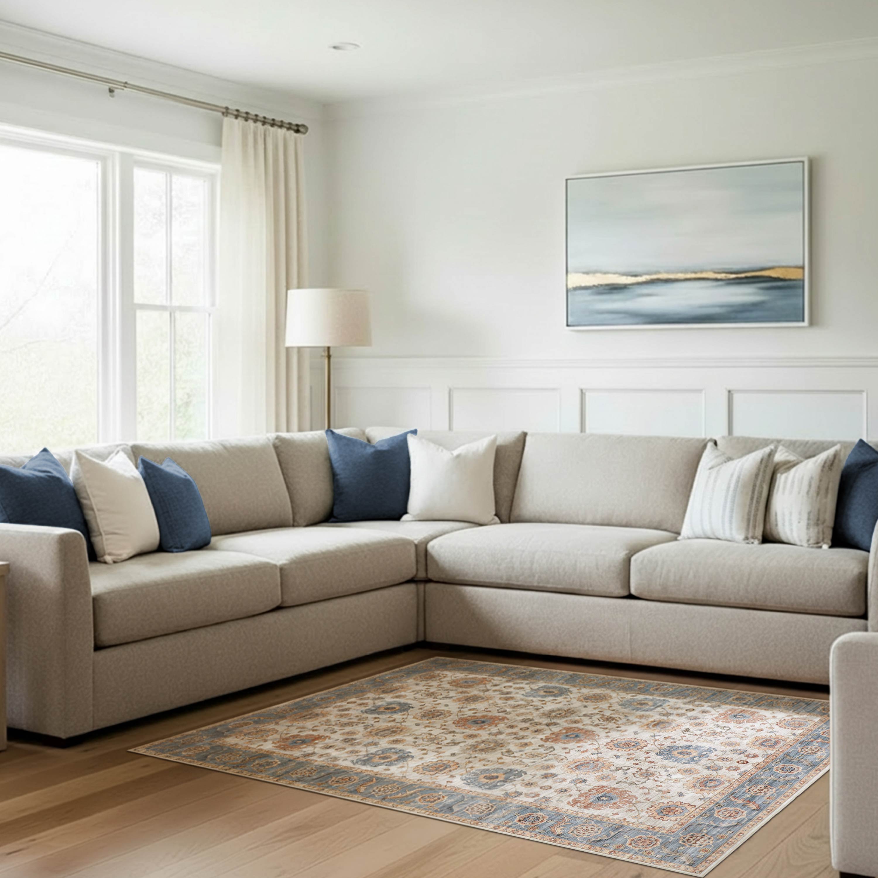 Dalileh Neutral Dream Mink Printed Chenille Rug