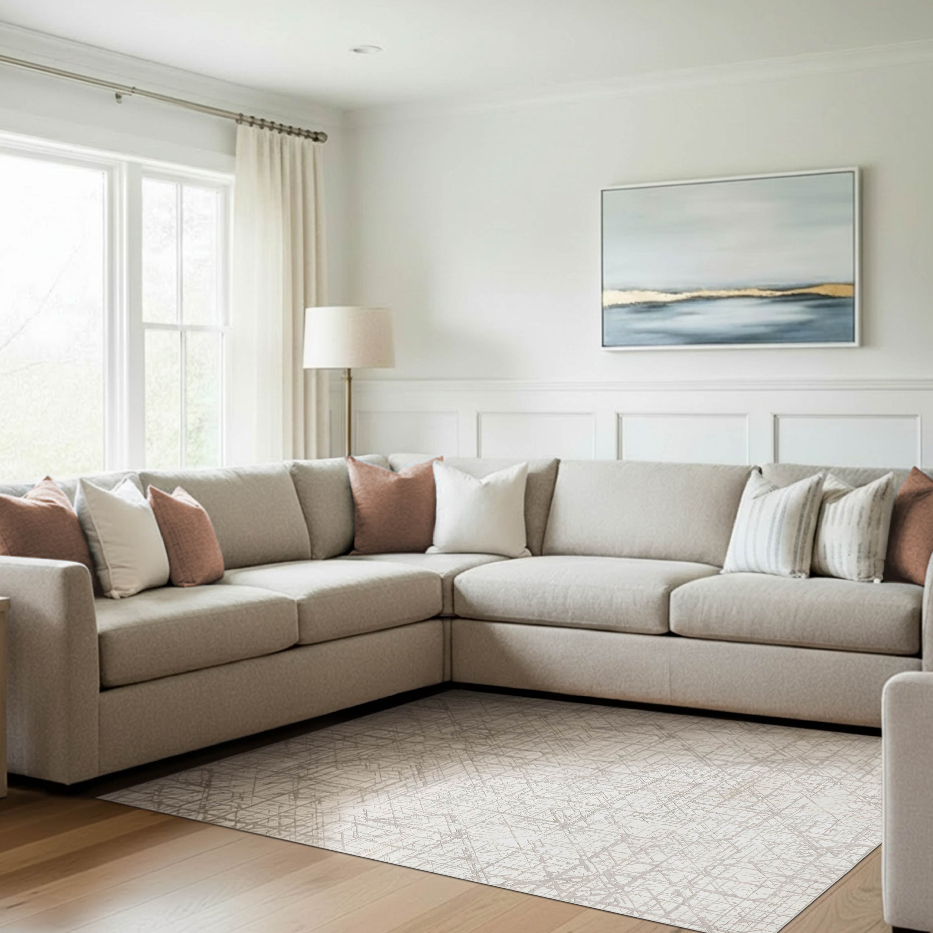 Aria Ivory Dream Mink Printed Chenille Rugs