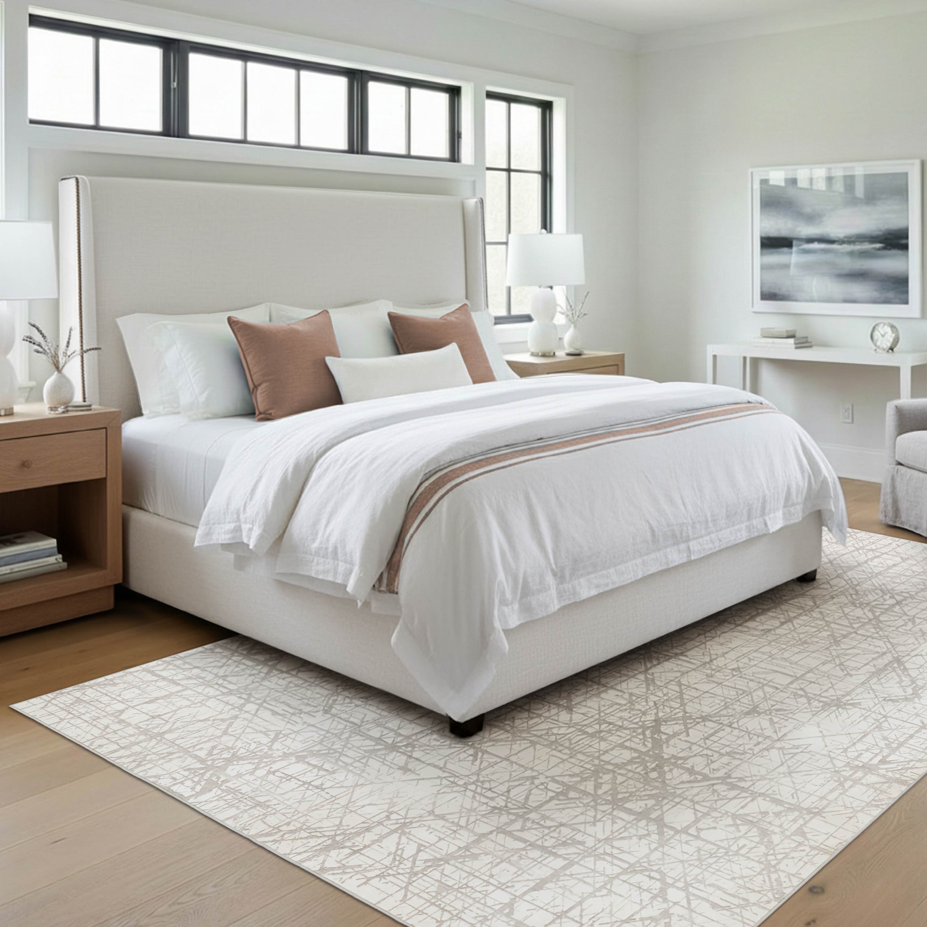 Aria Ivory Dream Mink Printed Chenille Rugs