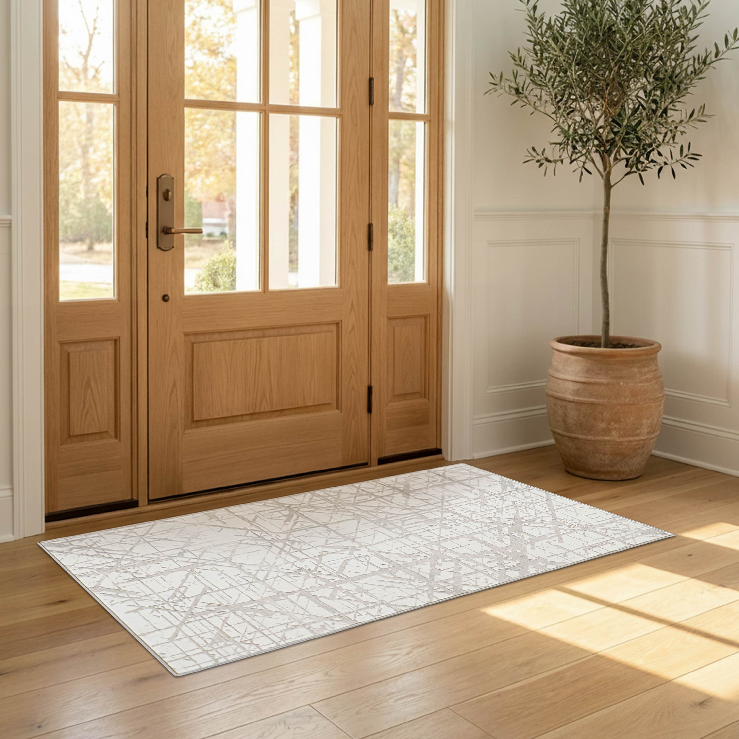 Aria Ivory Dream Mink Printed Chenille Rugs