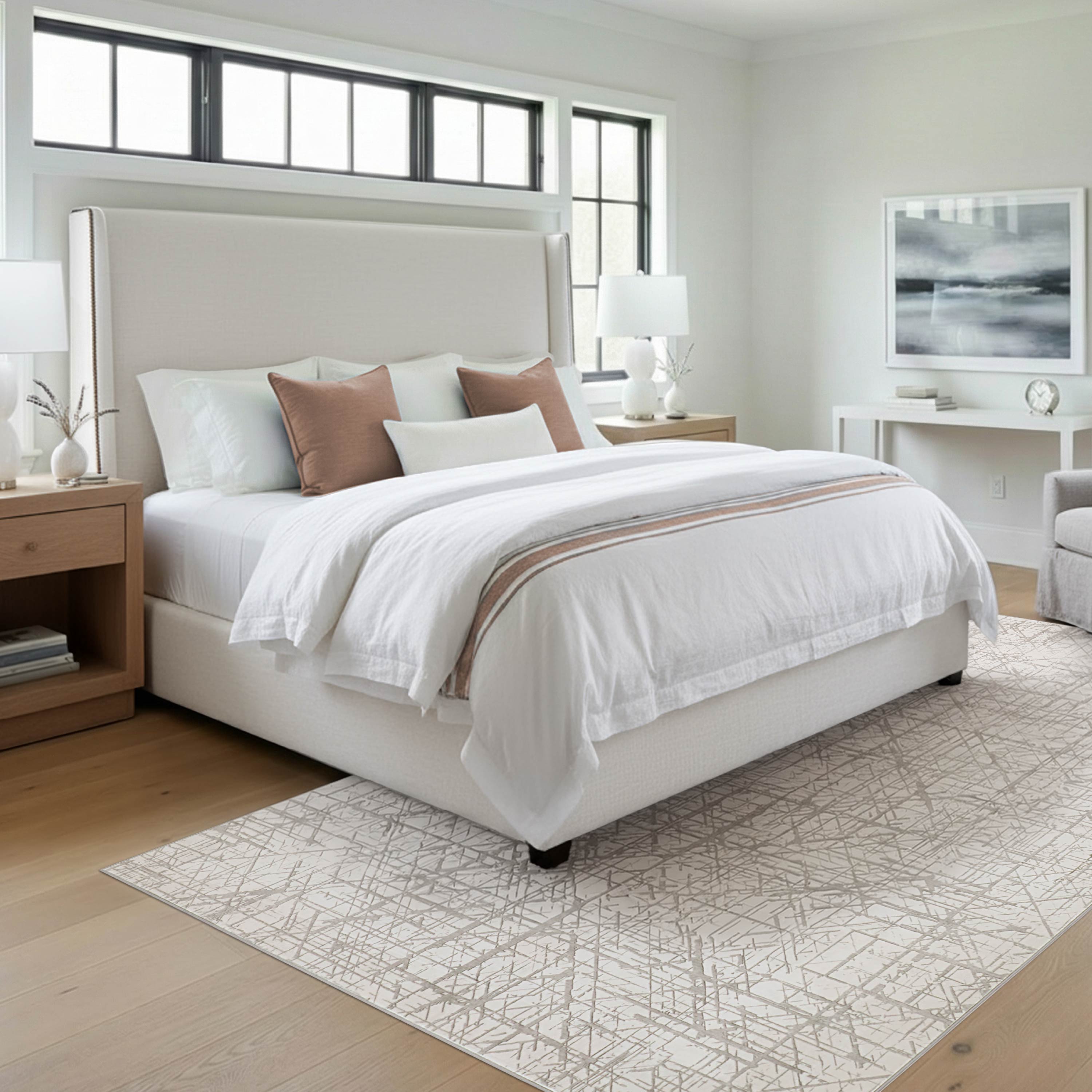Aria Ivory Dream Mink Printed Chenille Rugs