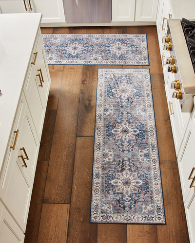 Aliyeh Navy Dream Mink Printed Chenille Rug