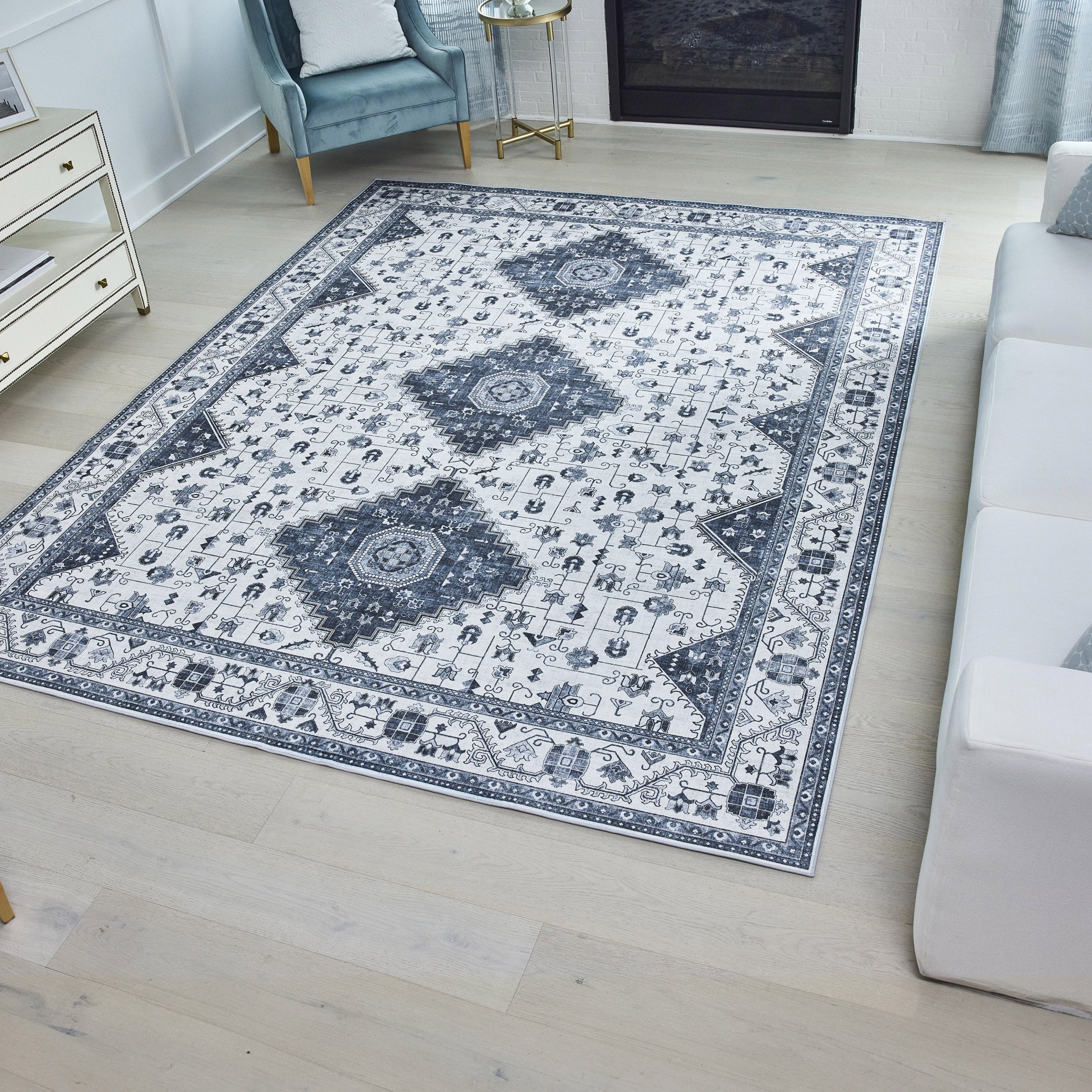 Cyrus Blue Dream Mink Printed Chenille Rug