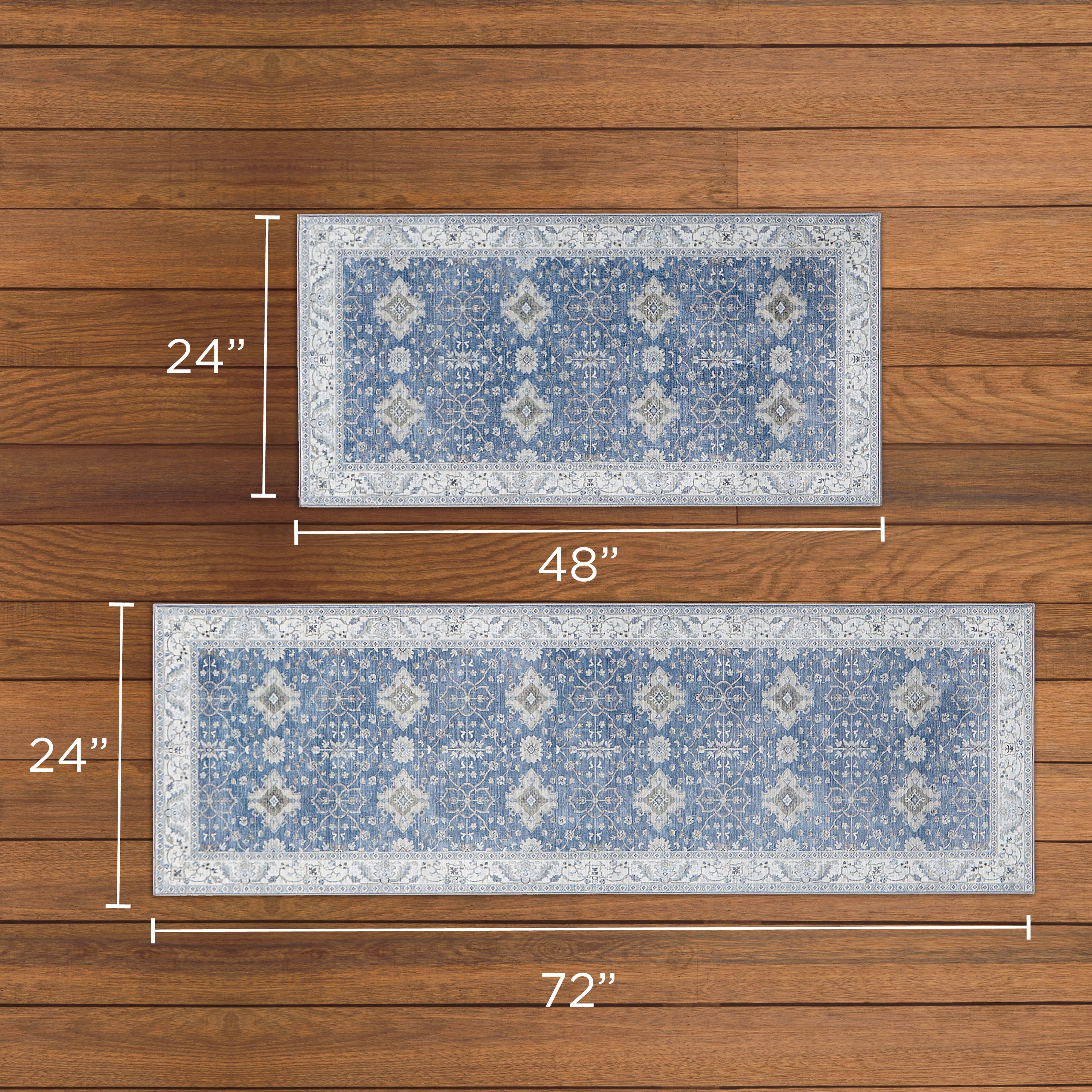Willa Blue/Taupe Washable Dream Mink Rugs