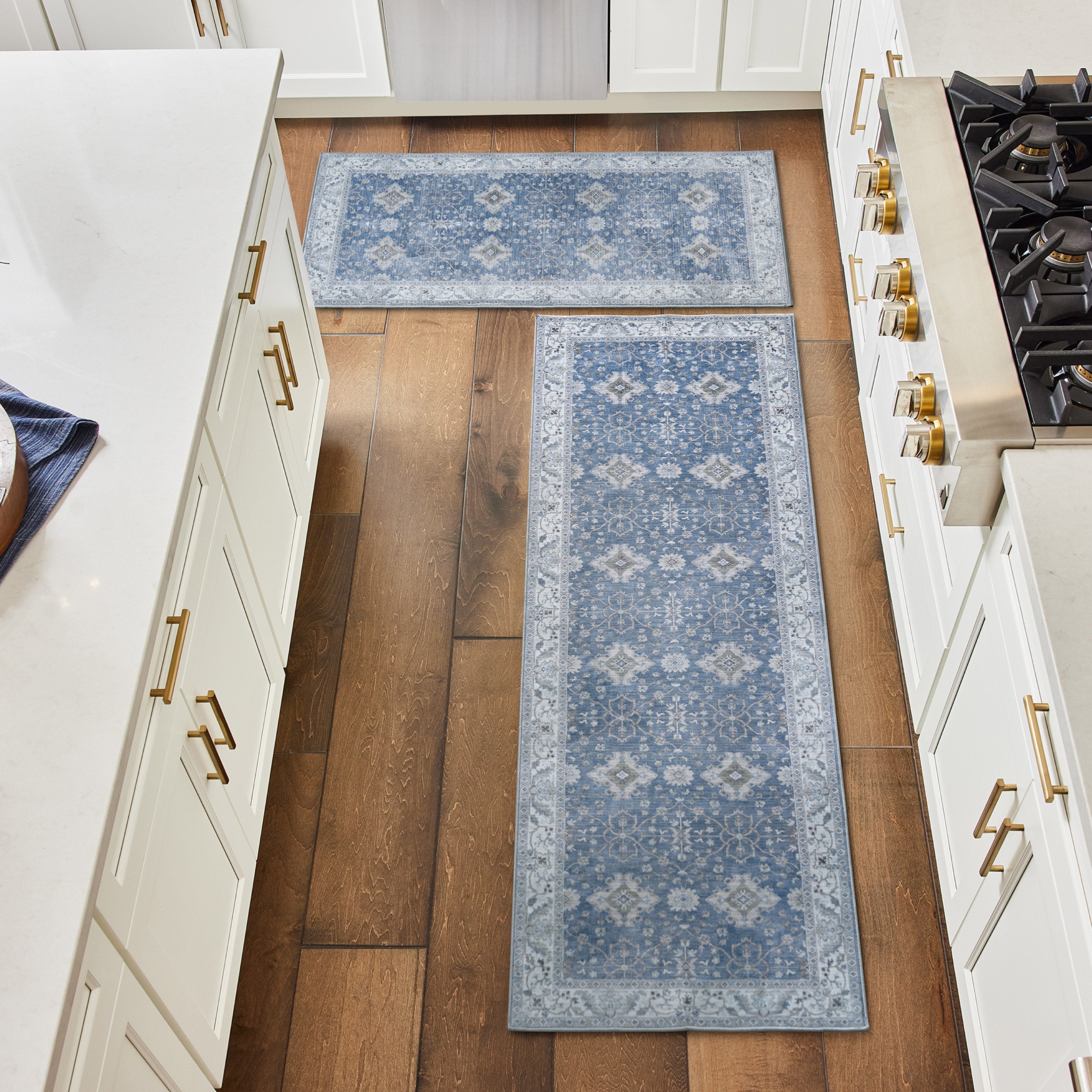 Willa Blue/Taupe Washable Dream Mink Rugs