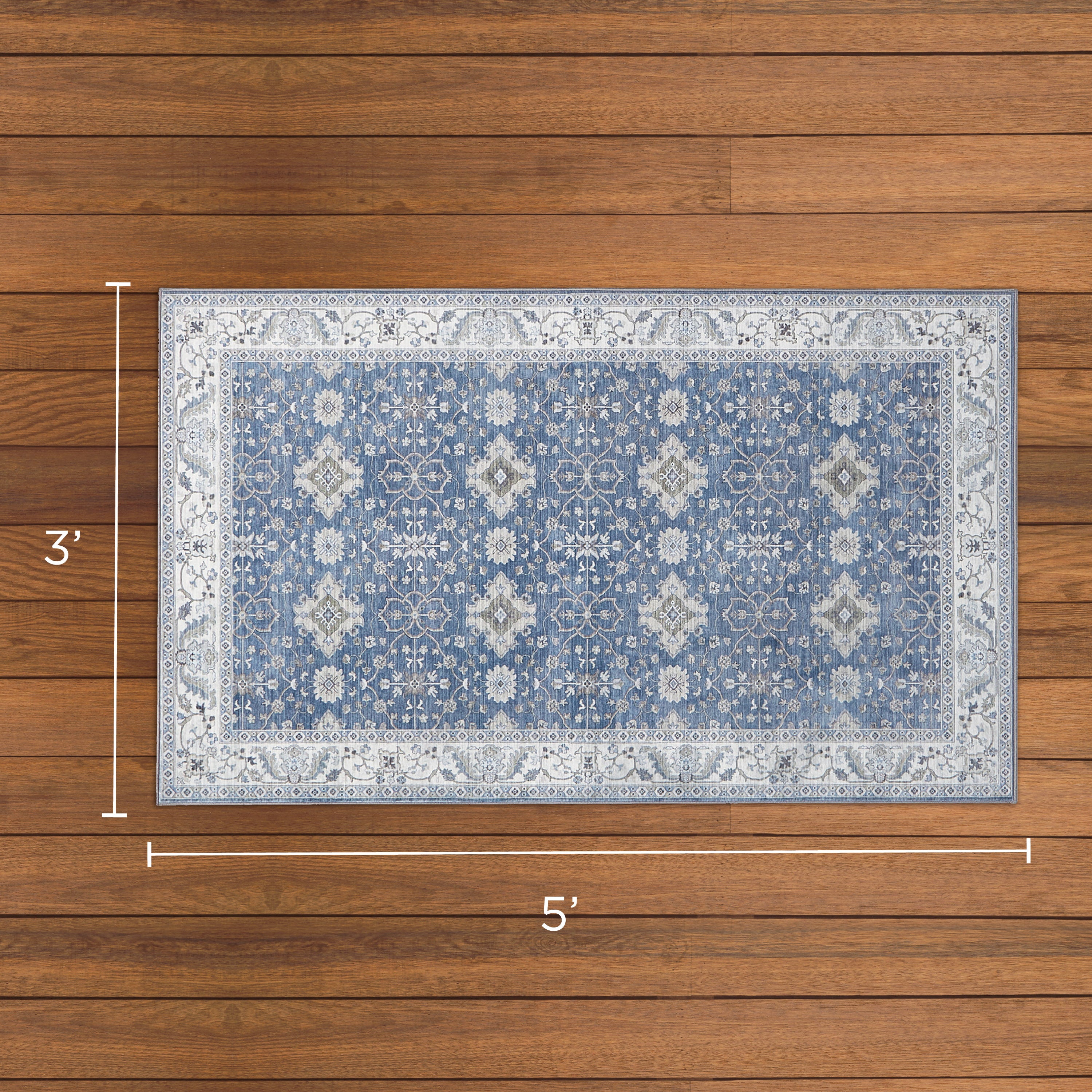 Willa Blue/Taupe Washable Dream Mink Rugs