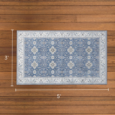 Willa Blue/Taupe Washable Dream Mink Rugs