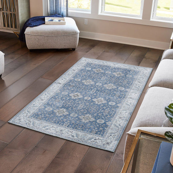 Willa Blue/Taupe Washable Dream Mink Rugs