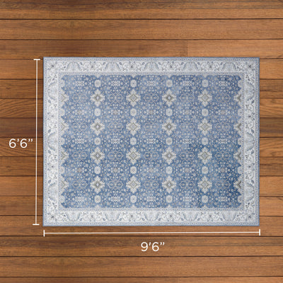 Willa Blue/Taupe Washable Dream Mink Rugs